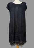 Rocha John Rocha Black Lace Panel Shift Dress UK16 Scoop Neck Nude Lined