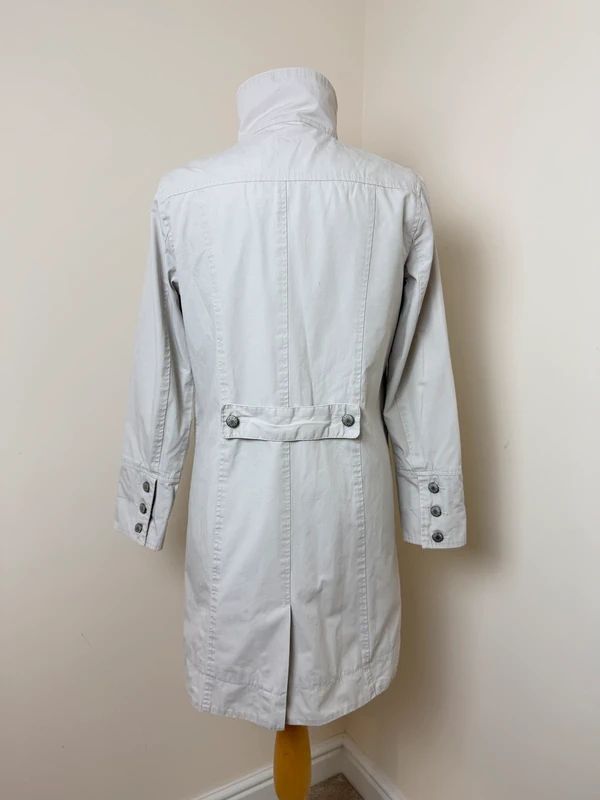 Per Una Cream Trench Coat UK8 Mac Jacket Stand Collar Button Detail