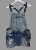 Yes Jeans Dungaree Dress Denim Mini Distressed Y2K Overall UK14