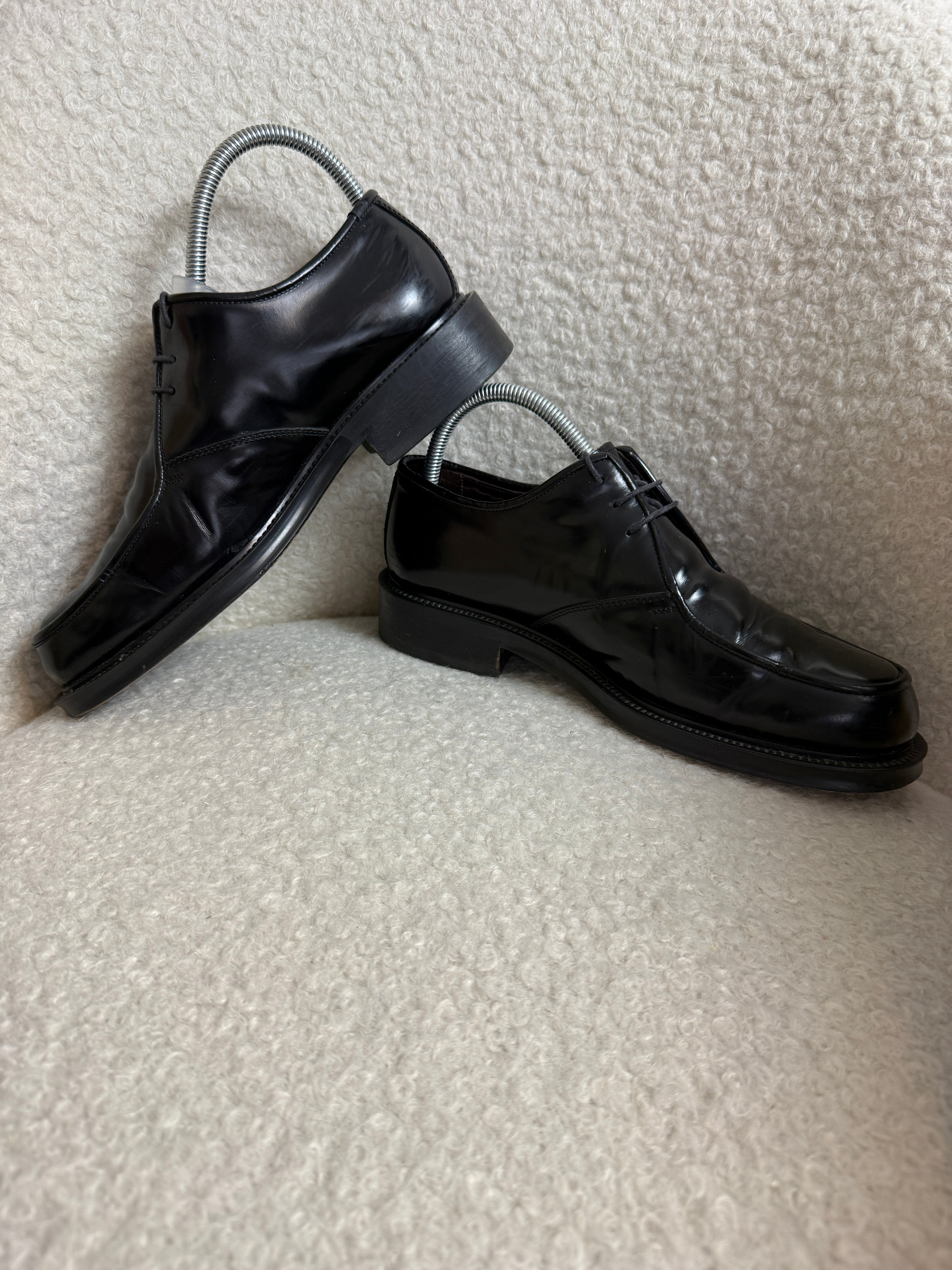 Kurt Geiger Black Leather Derby Shoes Mens UK7 EU41 Chunky Sole Made In Italy