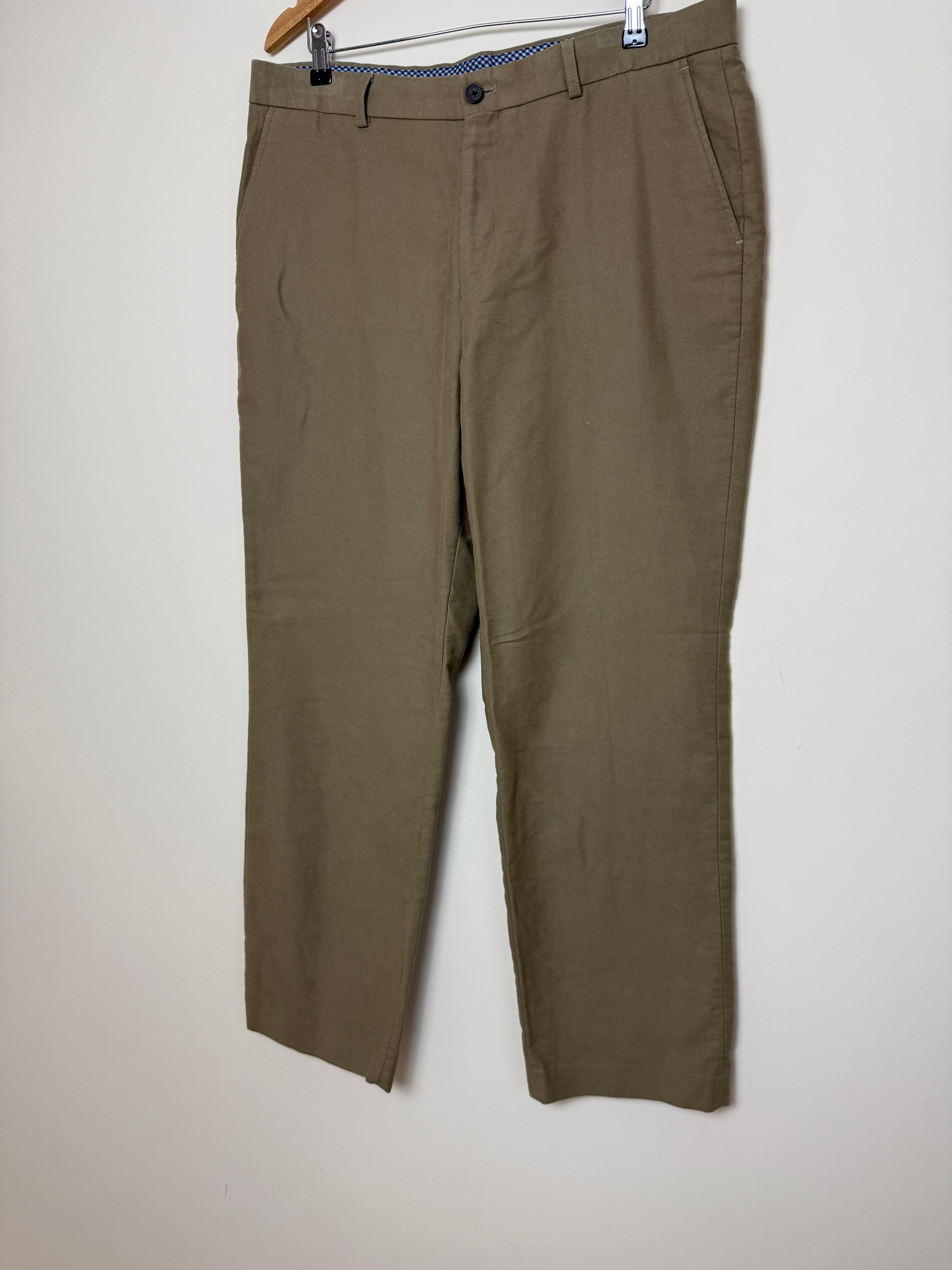 Maine Brown Twill Brushed Cotton Trousers W38 L32 Straight Leg Mens
