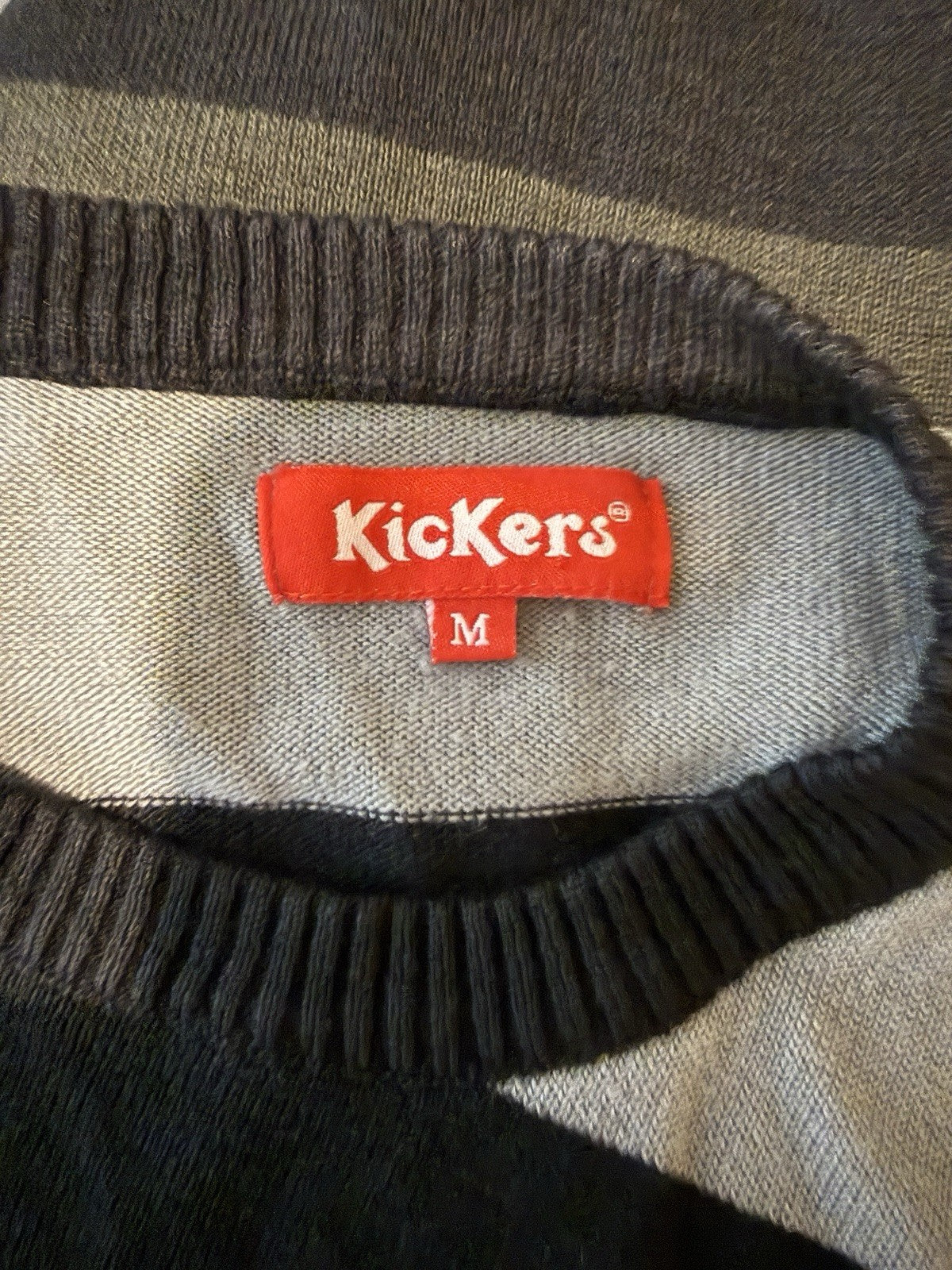 Kickers Vintage Striped Cotton Knit Jumper Black, Grey, Khaki, Purple - Med