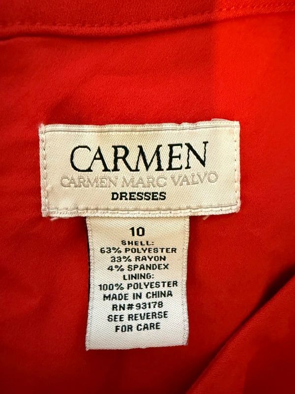 Carmen Marc Valvo Red Sleeveless Fit Flare Pleated Dress UK14 US10