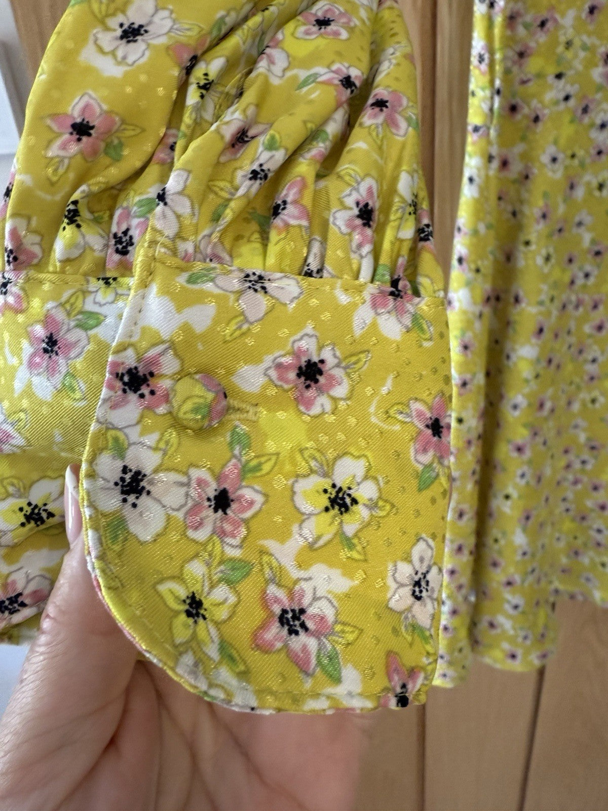 Next Floral V Neck Yellow Dress - UK 6