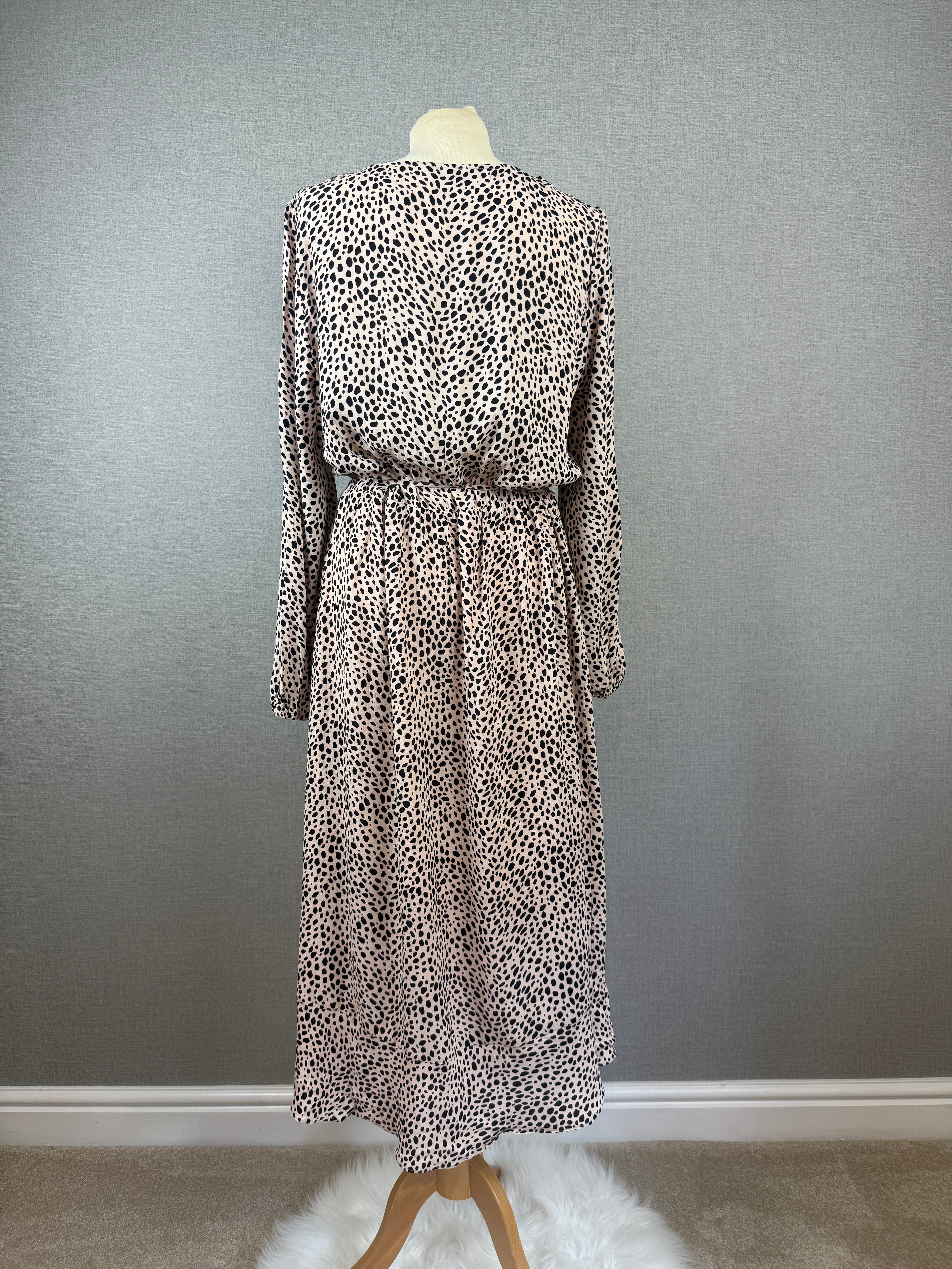 Oasis Blush Animal Print Wrap Midi Dress UK 16 – Pre-Loved