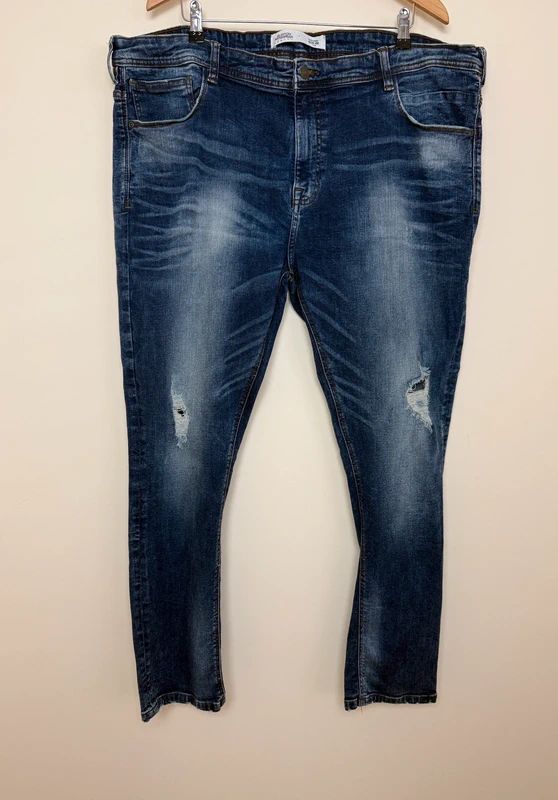 Burton Dark Wash Distressed Skinny Jeans Stretch Ripped W48 L30