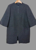 Zara Woman Charcoal Cape Peacoat Wool Blend Large Zip Up Bell Sleeve
