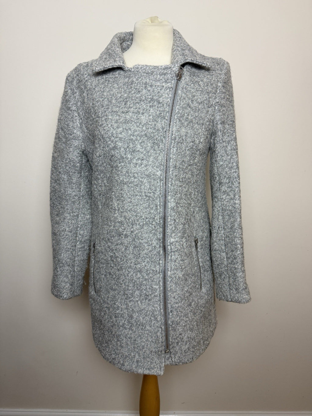 Missguided Grey Mid Length Lined Winter Coat UK10 Petite