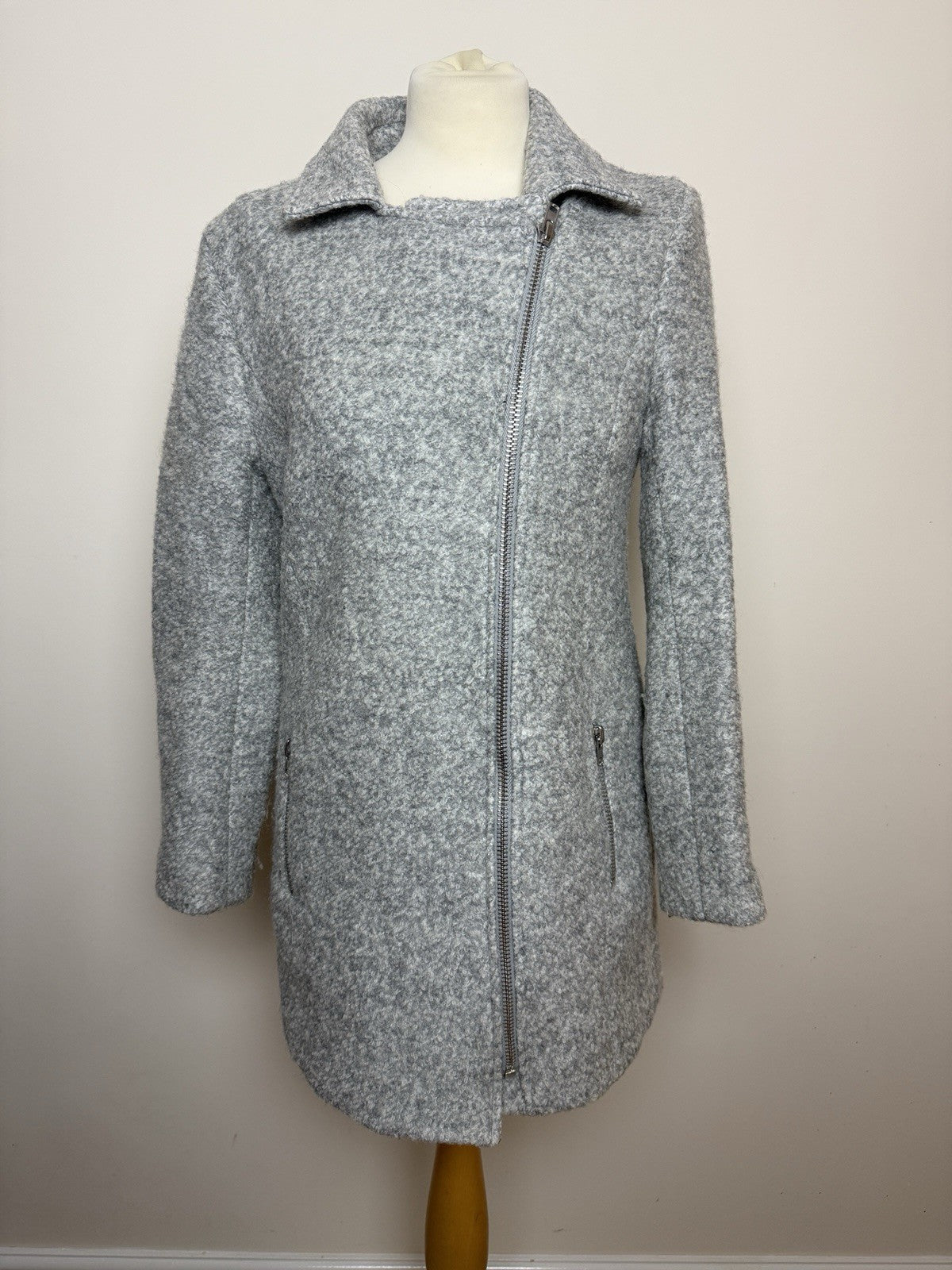 Missguided Grey Mid Length Lined Winter Coat UK10 Petite