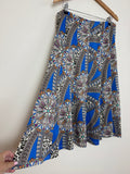 Nightingales Blue Abstract Print Midi Skirt UK16