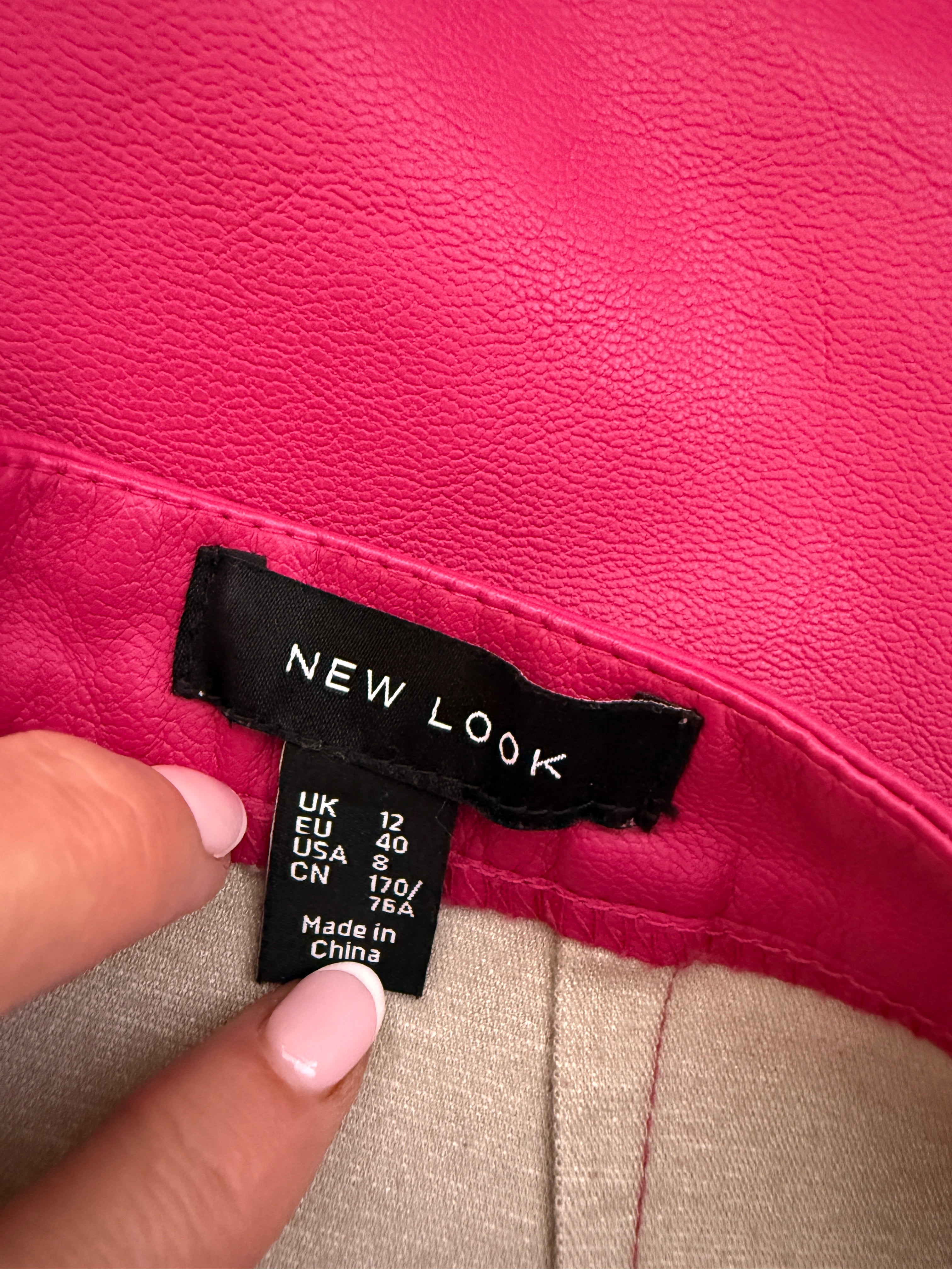 New Look Pink Faux Leather Mini Skirt UK12