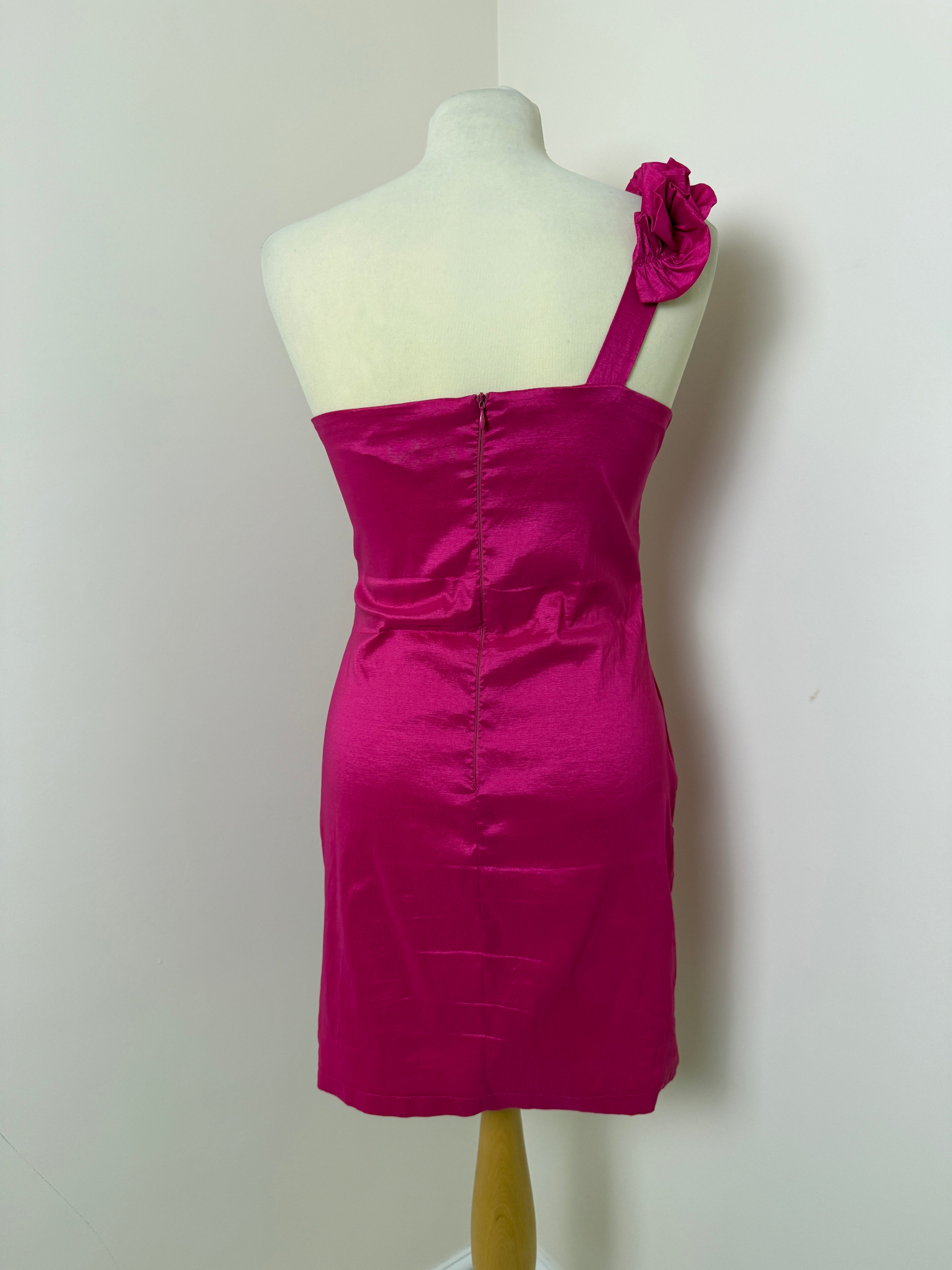 AX Paris Pink One Shoulder Rosette Bodycon Party Dress UK 14