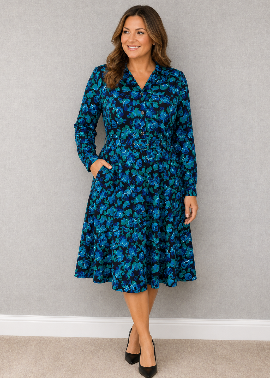 Looking Good Floral Shirt Dress UK16 - Vintage (Unworn)