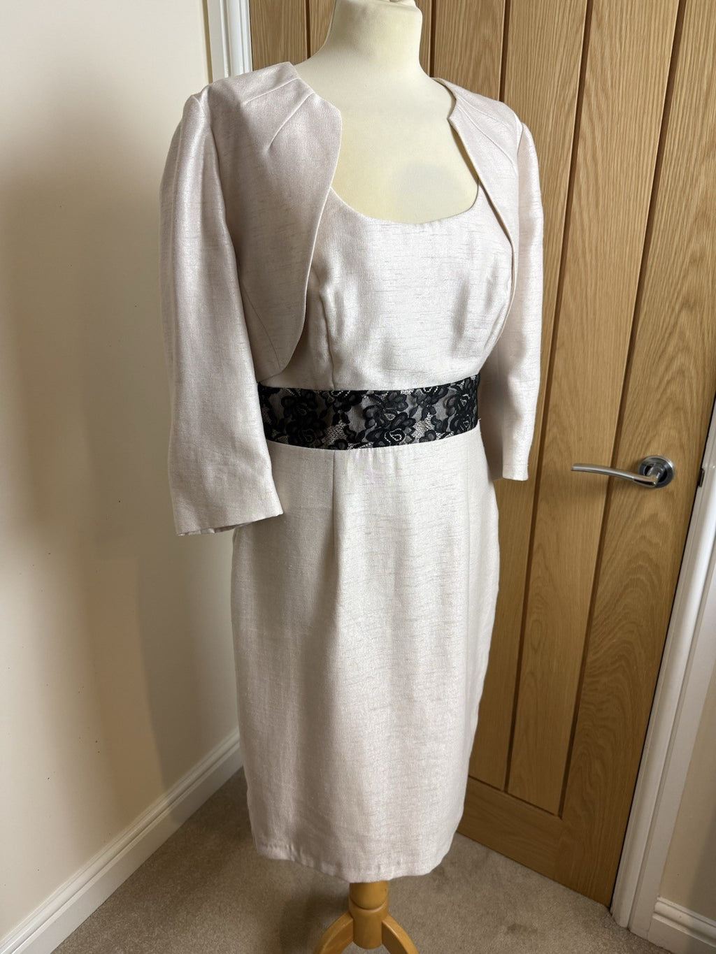 Michaela Louisa Champagne 2 Piece Occasion Dress & Bolero Jacket - Size 12
