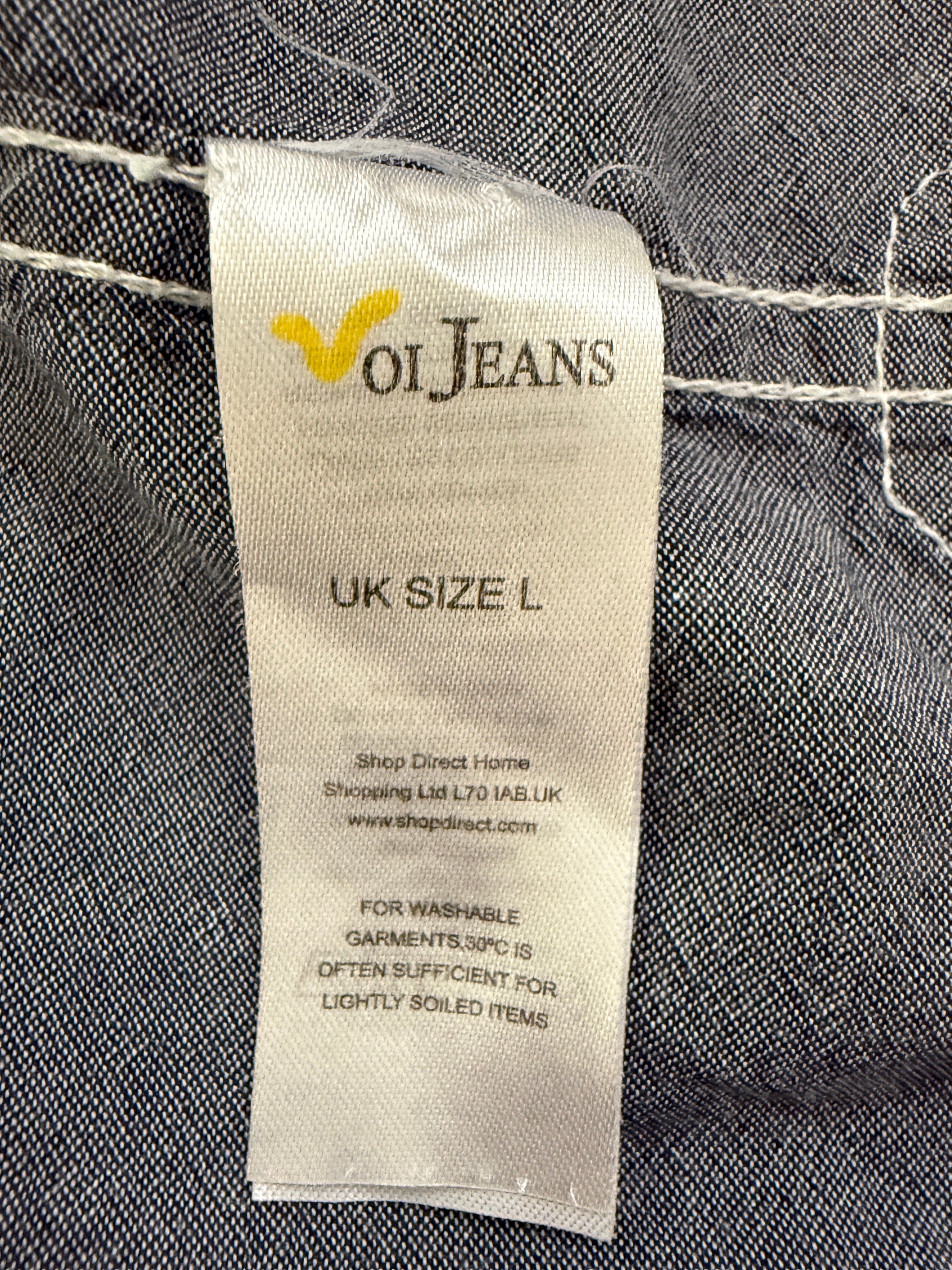 VOI Jeans Grey Chambray Utility Shirt Mens Large