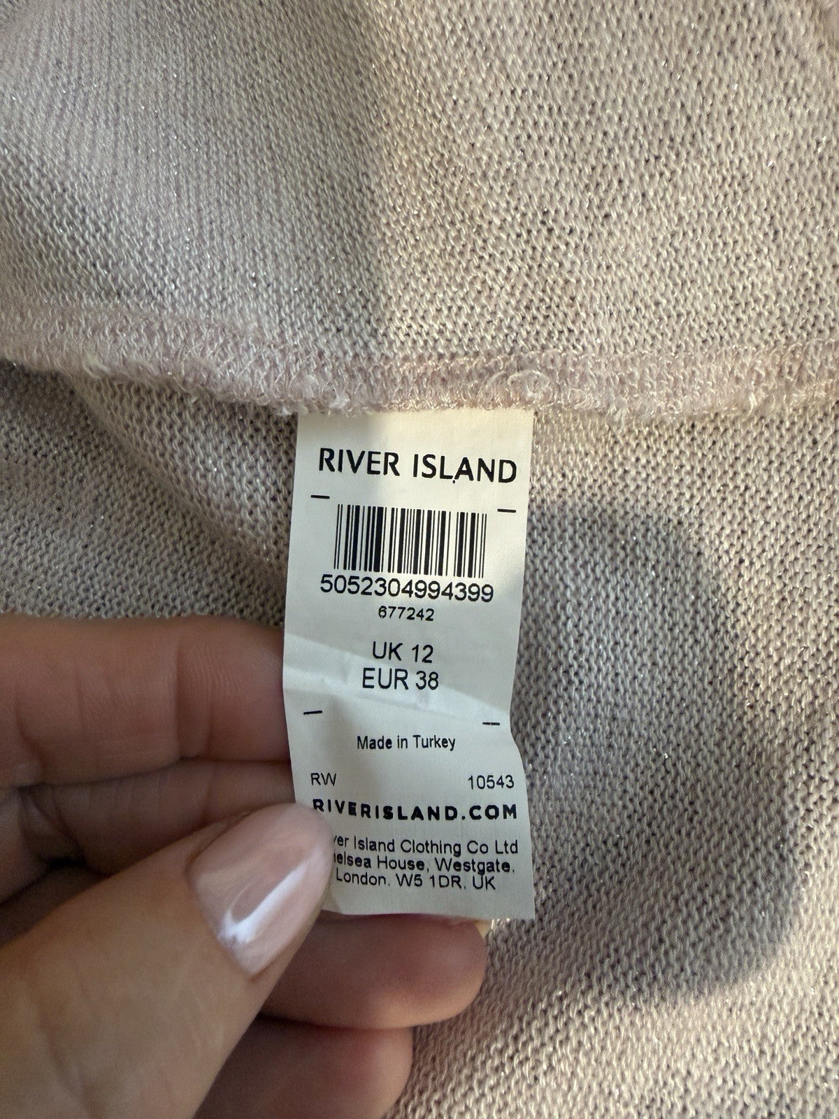 River Island Rose Pink Shimmer Sleeveless Turtle Neck Top - UK12