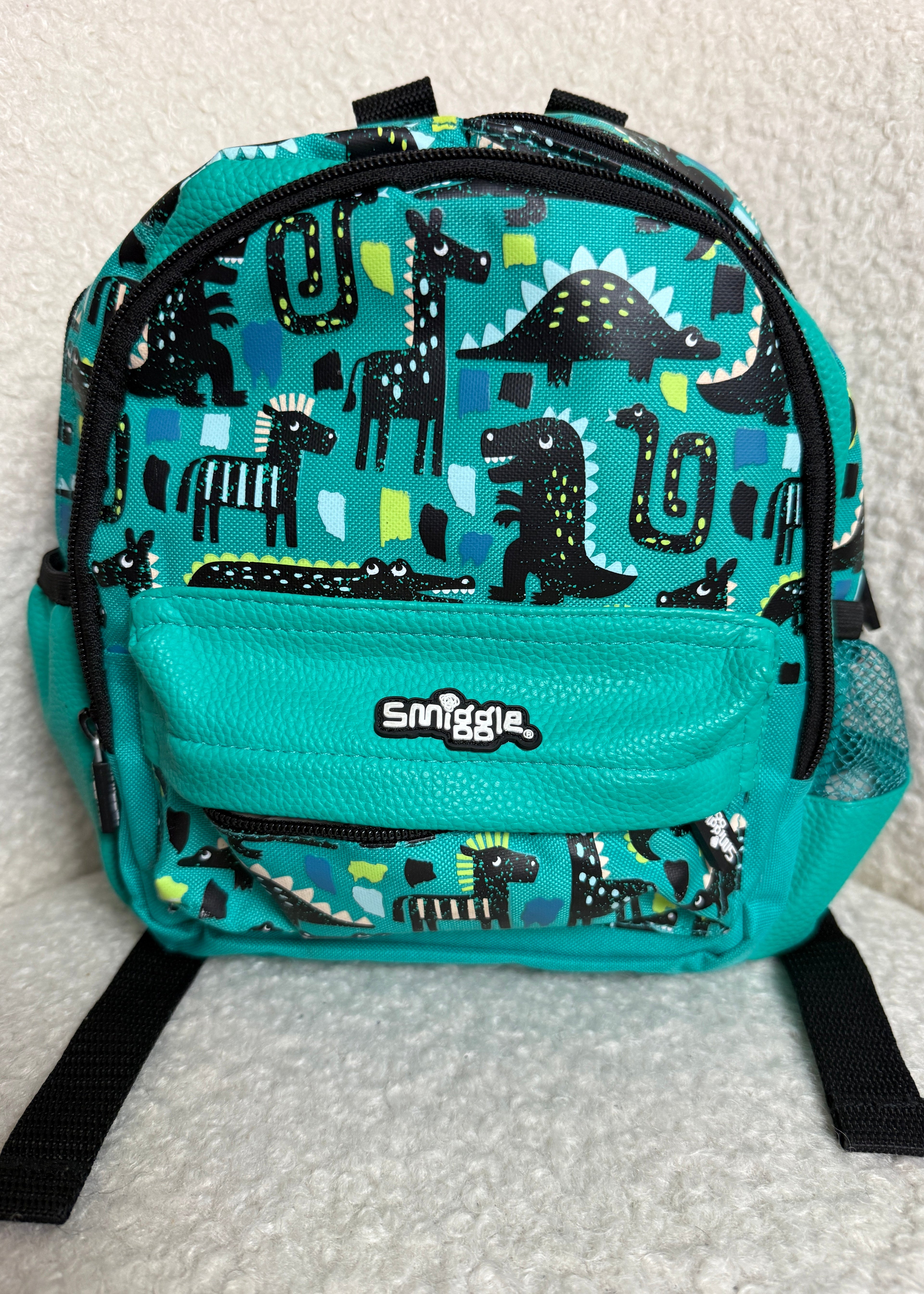 Smiggle Teeny Tiny Backpack Teal Dinosaur Animal Print Kids BNWOT