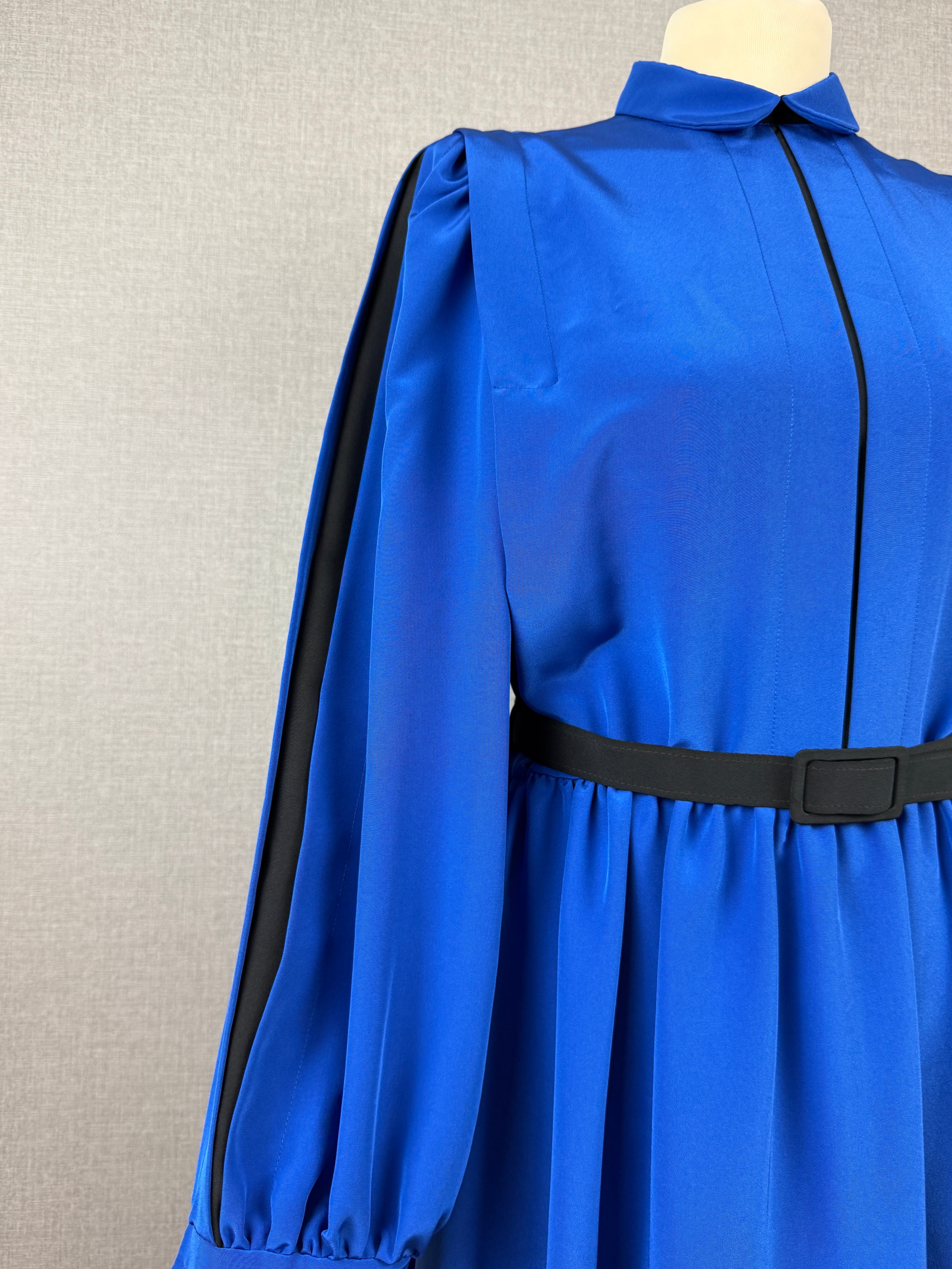 Kerena Royal Blue Belted Midi Dress UK 12 - Vintage