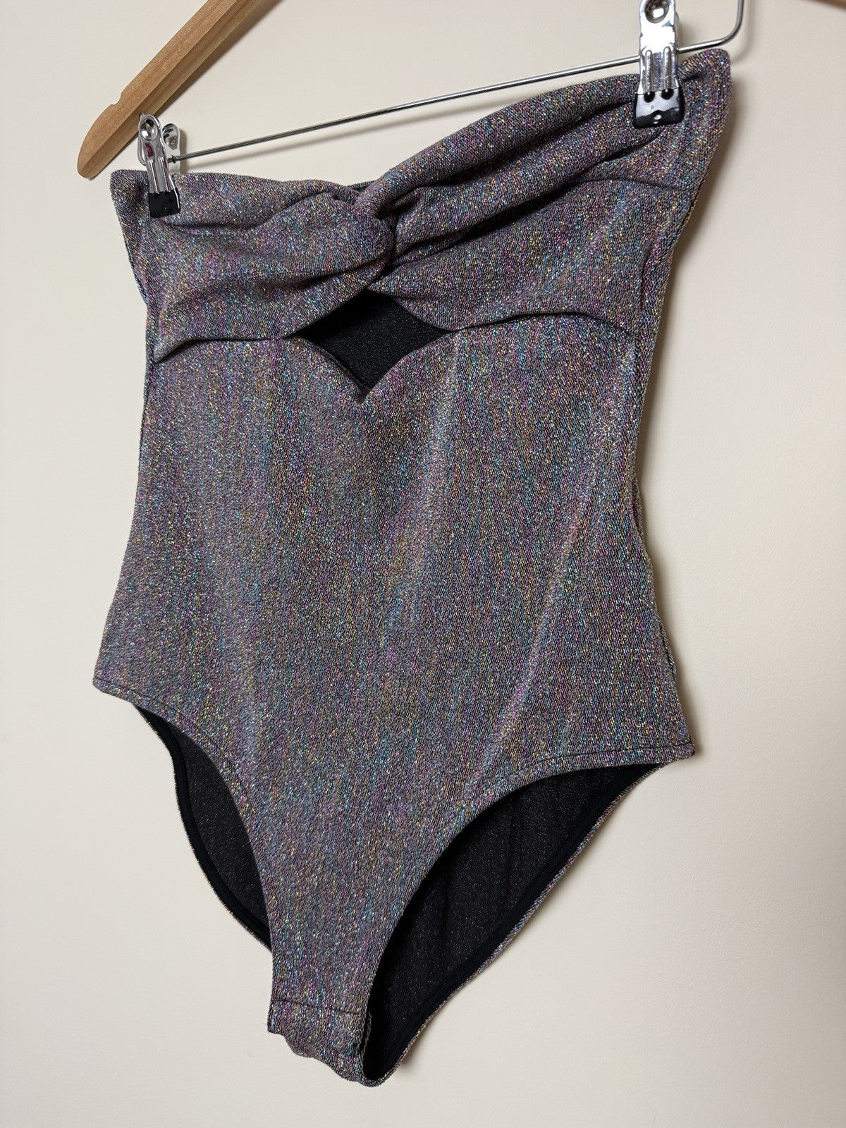 Topshop Bandeau Metallic Twist Strapless Bodysuit - UK12