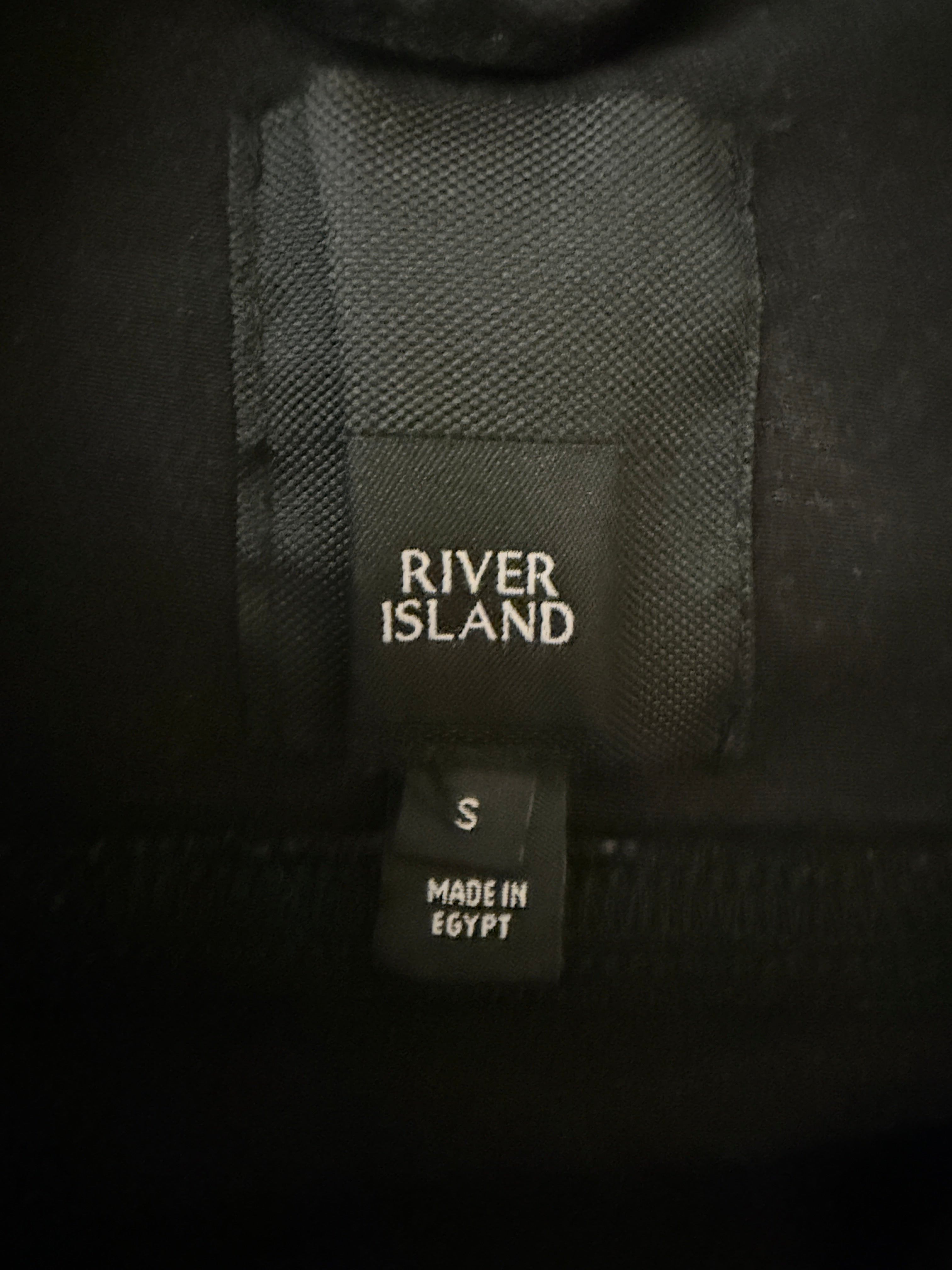 River Island Denim Jacket Black Stretch Slim Fit Trucker Womens