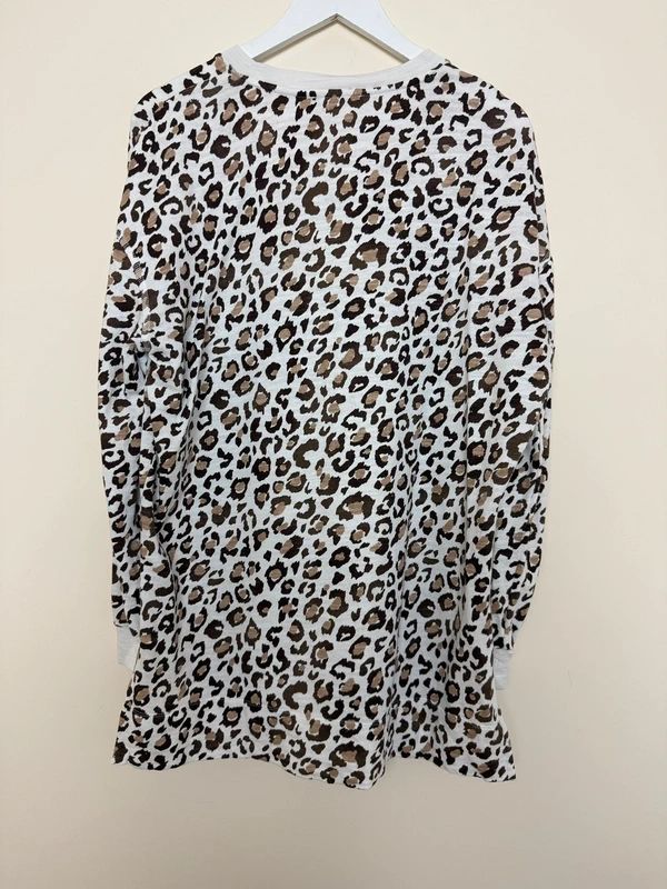 M&S Leopard Print Sweatshirt Brown Black White Cotton Long Sleeve UK14