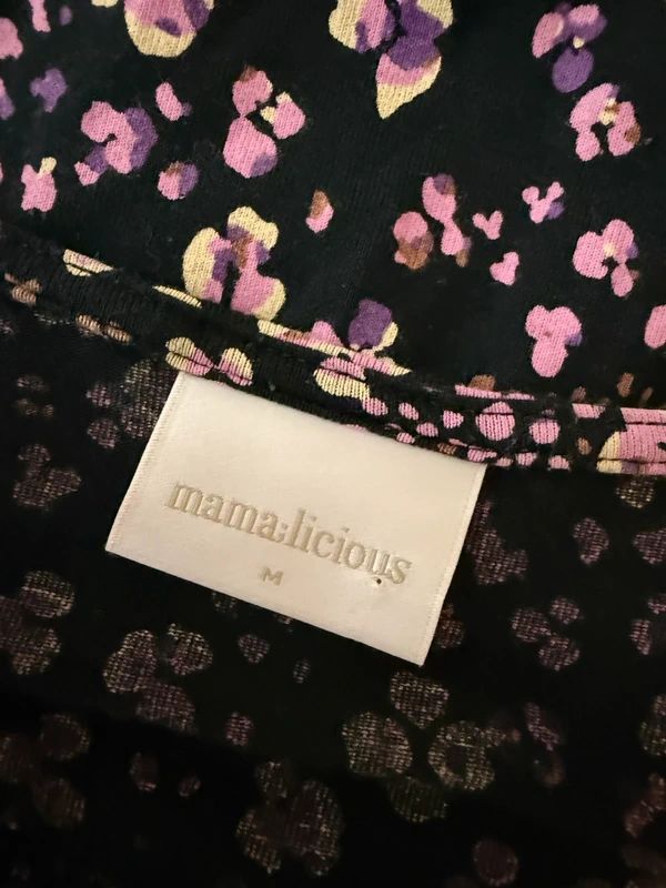 Mamalicious Floral Maternity Wrap Top Black Pink Lilac V Neck Medium