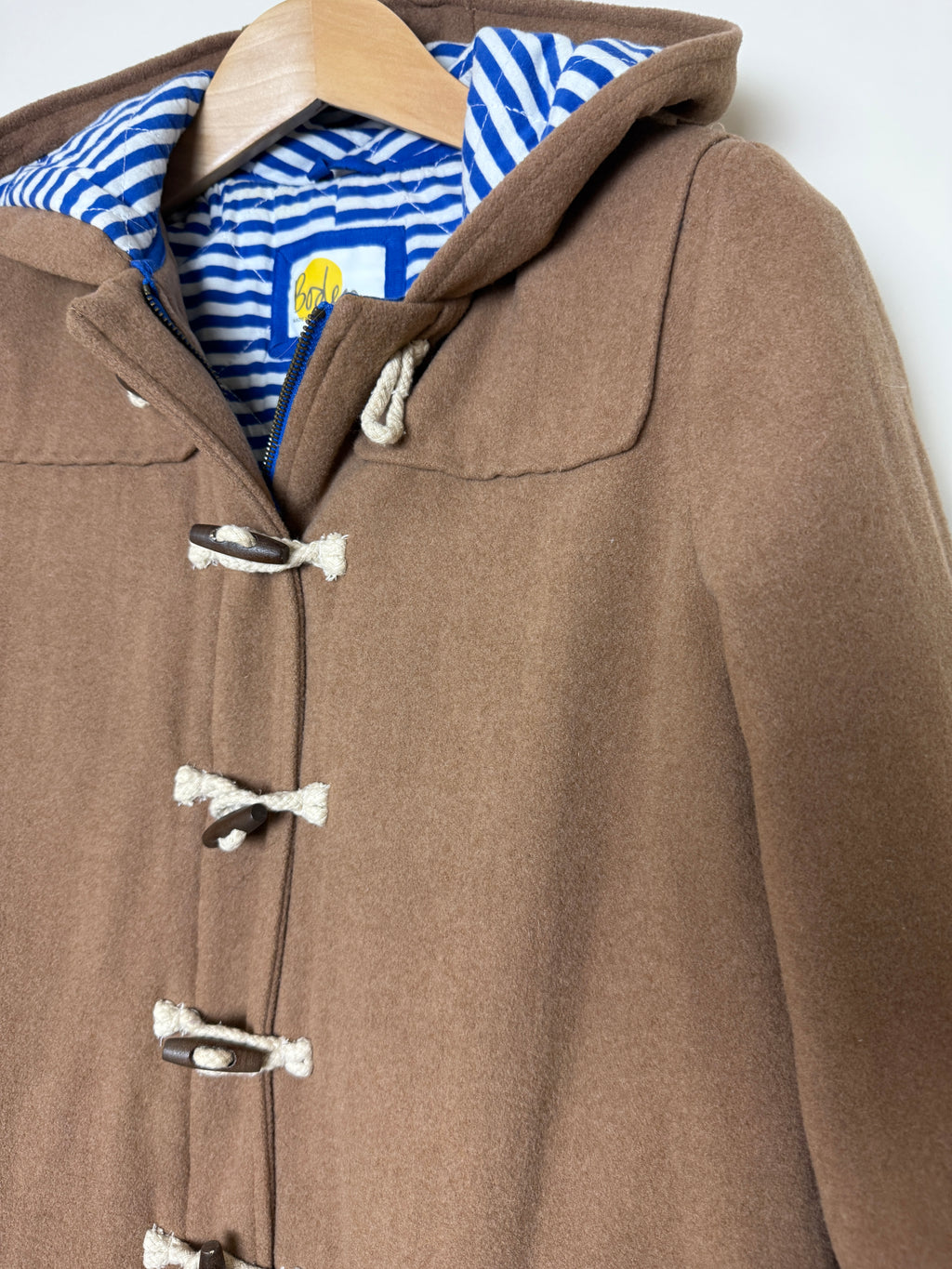 Boden Camel Brown Wool Blend Duffle Coat with Nautical Lining 10Reg