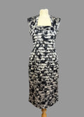 Gina Bacconi Abstract Print Pleated Occasion Dress UK 14 - Preloved