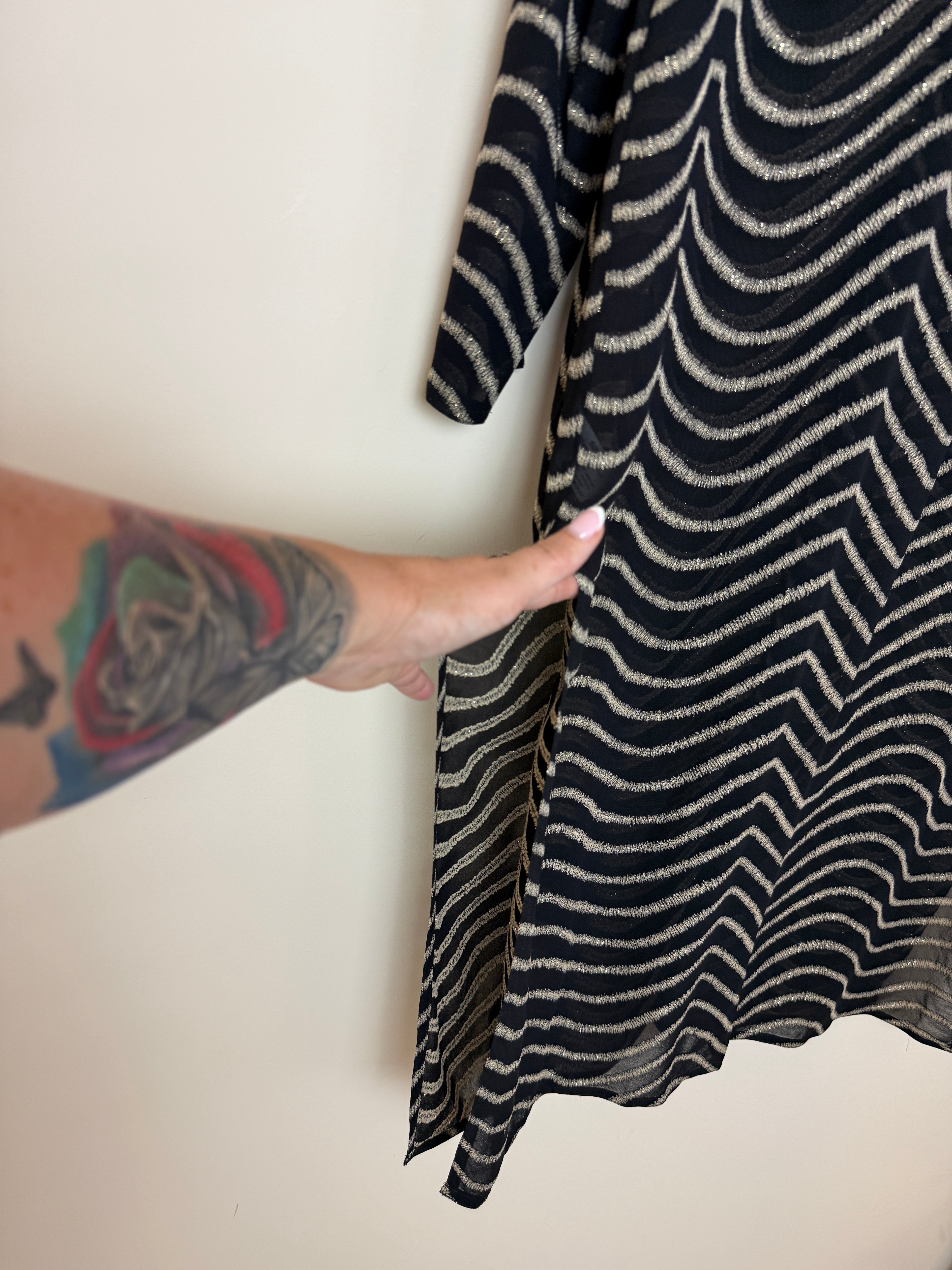 Windsmoor Black Gold Metallic Sheer Duster Jacket UK14