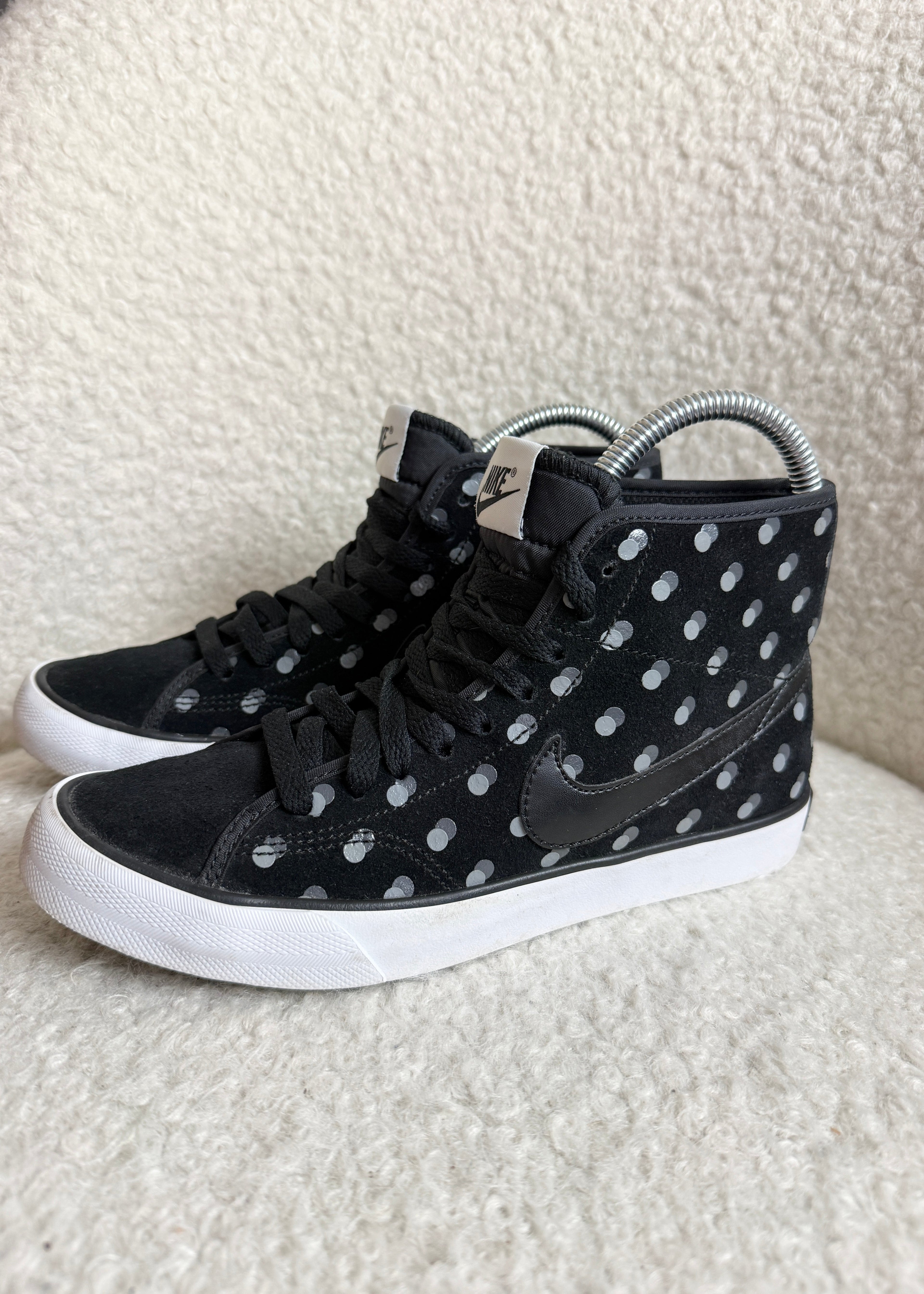 Nike Primo Court Mid Premium Trainers Black Grey Polka Dot Suede Mesh UK3.5