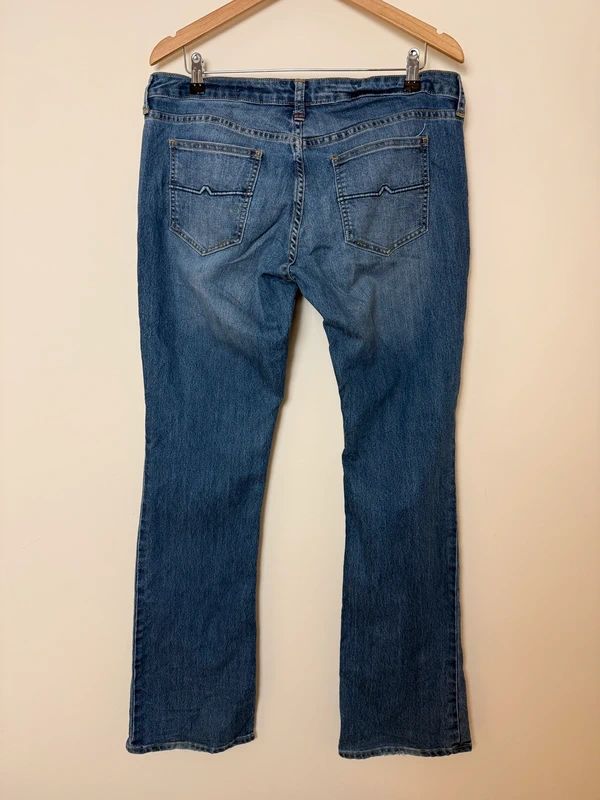 Arizona Bootcut Jeans UK16 Long Mid Wash Stretch Western Embroidered Pockets