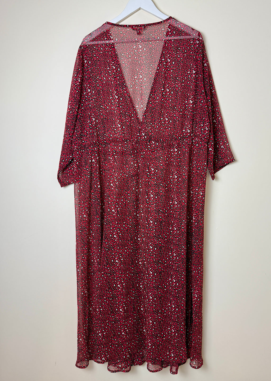 Joe Browns Red Leopard Print Sheer Maxi Cover Up Dress UK 26
