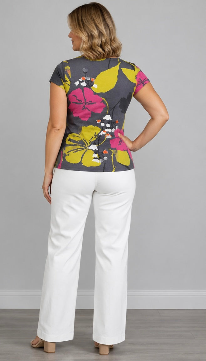 Boden Grey Floral Wrap Top UK 12 – Preloved