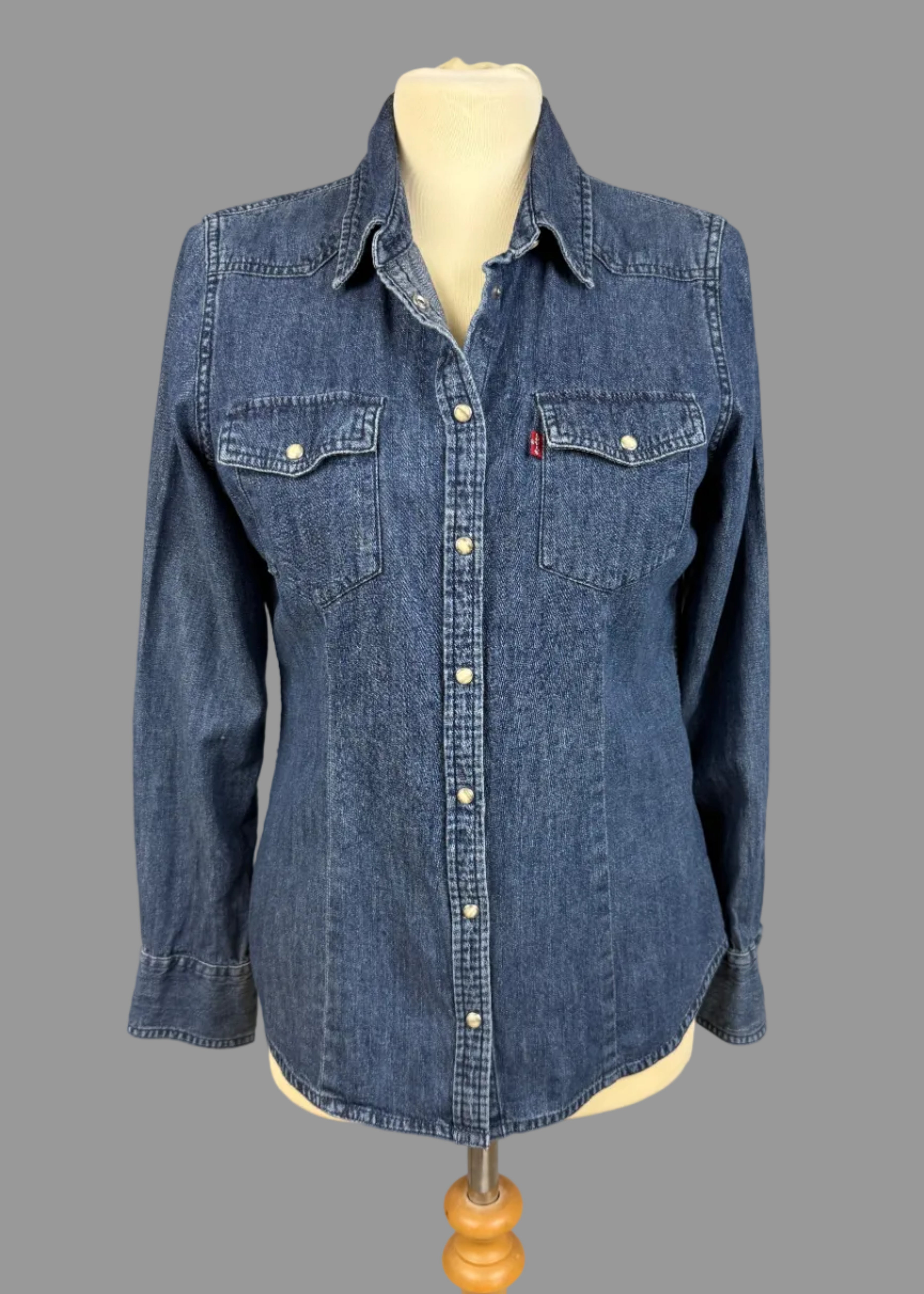 Levi’s Blue Denim Western Snap Button Shirt UK 12
