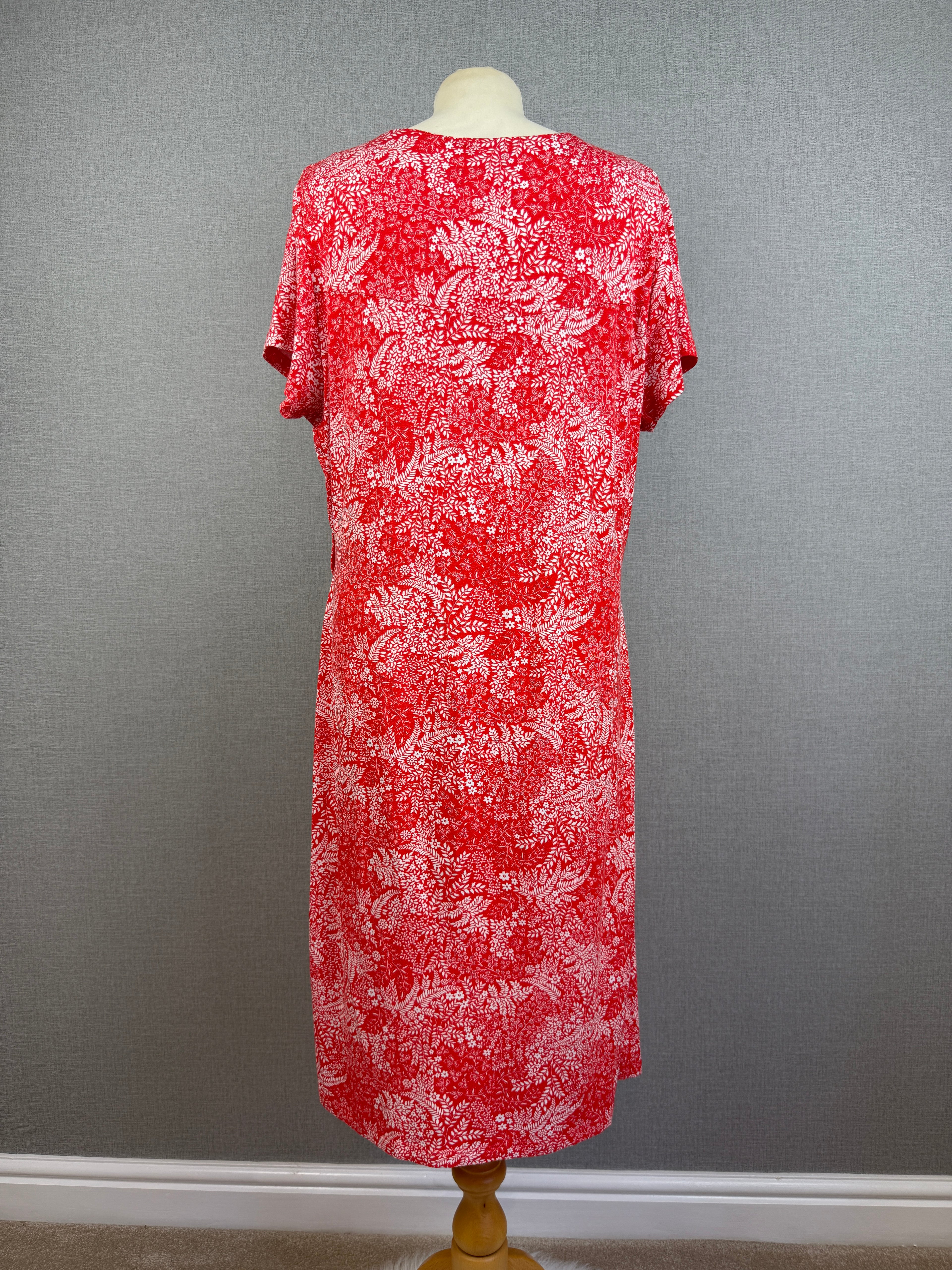 Joe Browns Red White Floral Wrap Jersey Midi Dress UK 18