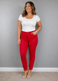 M&S Super Skinny Bright Red Stretch Jeans UK 14 Regular - Preloved