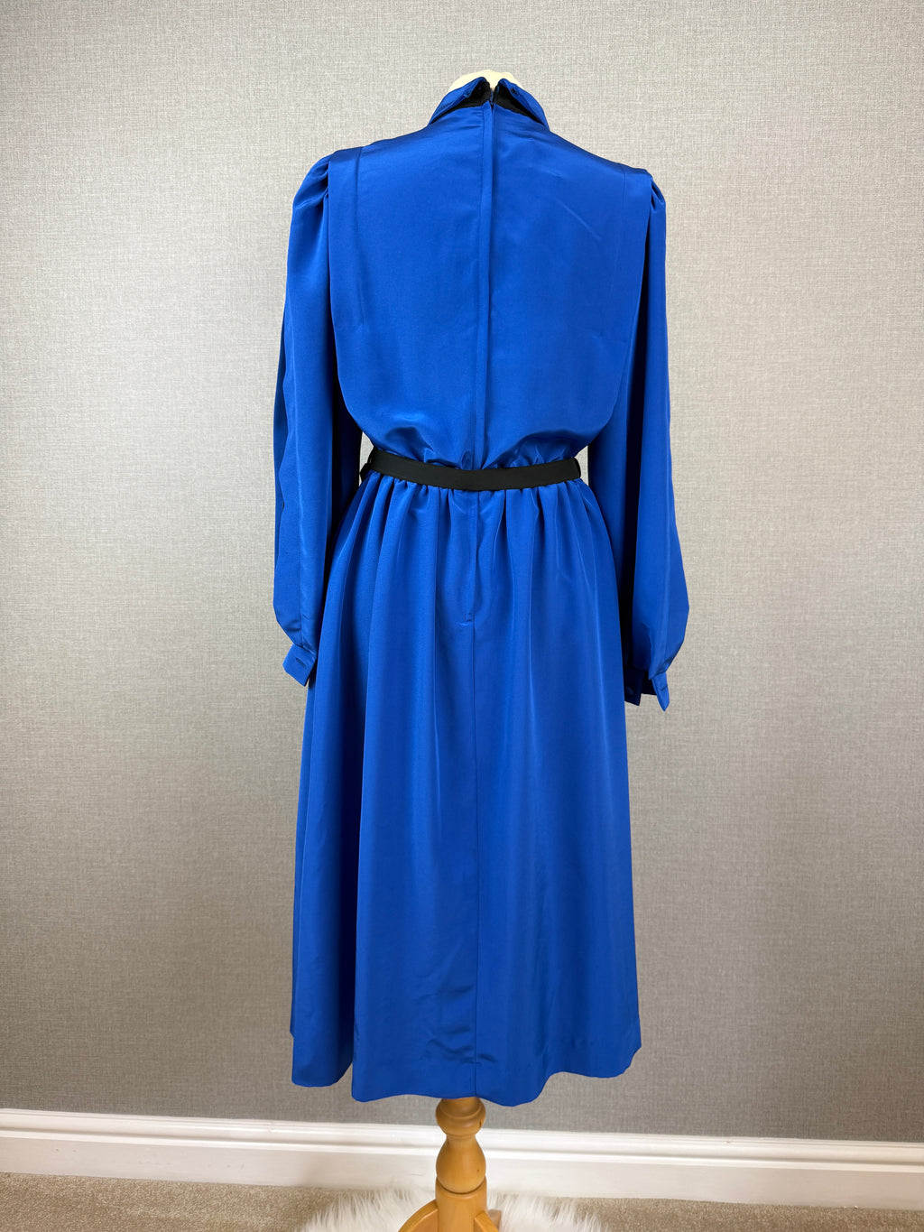 Kerena Royal Blue Belted Midi Dress UK 12 - Vintage