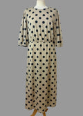 Next SP Beige Black Polka Dot Maxi Dress UK12 Puff Sleeve Dress