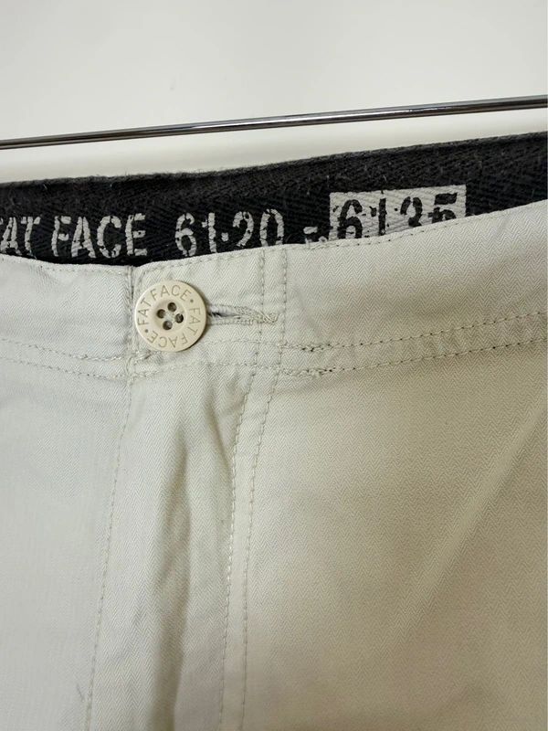 Fat Face Cargo Trousers Beige Turn Up Zip Ankle Adjustable Waist UK18 Long