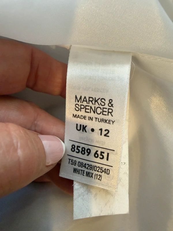 M&S Tulip Dress Purple Black White Geometric Sleeveless Pockets UK12