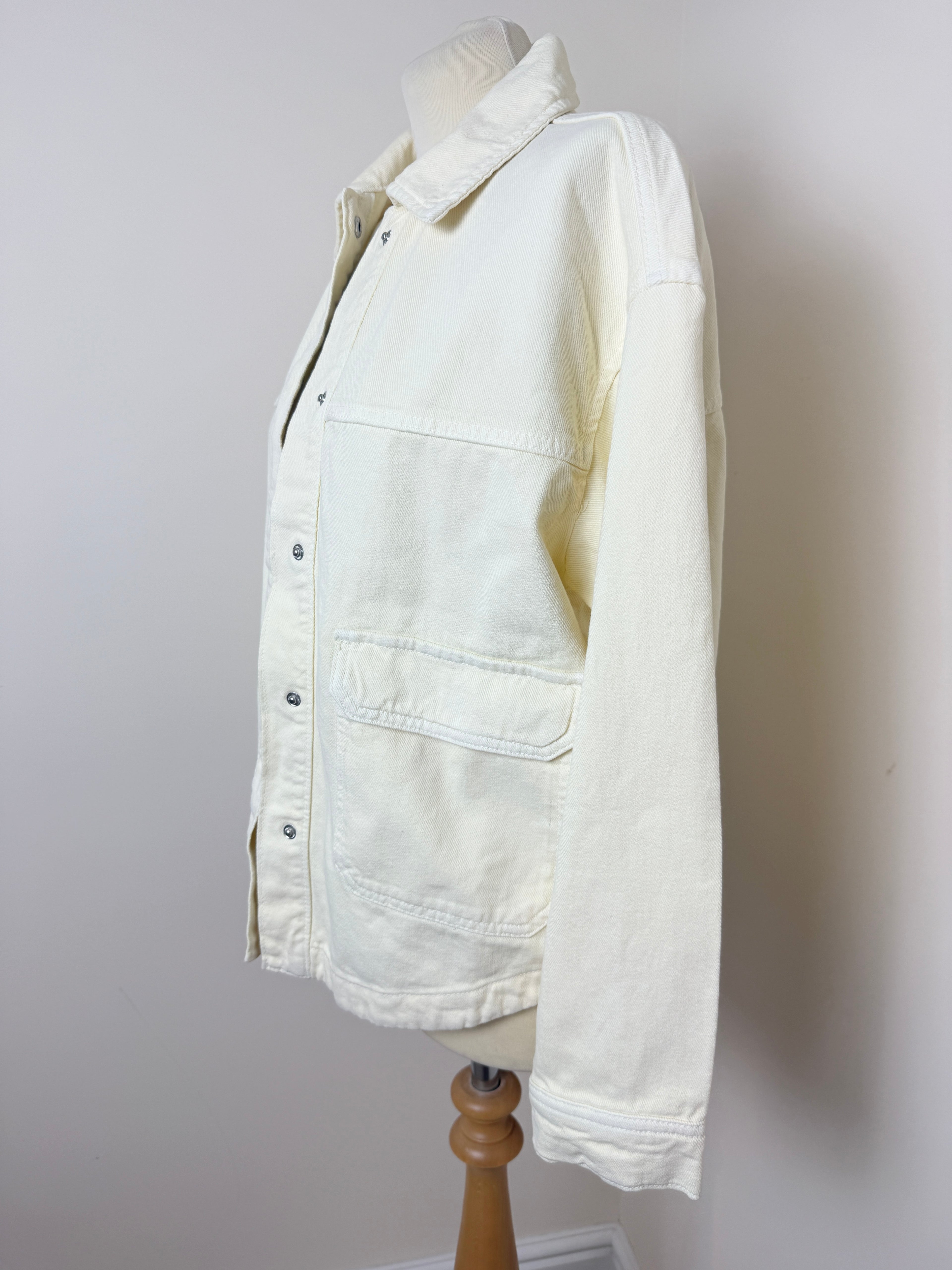 Stradivarius Lemon Shacket Oversized Stud Button Denim Jacket Small