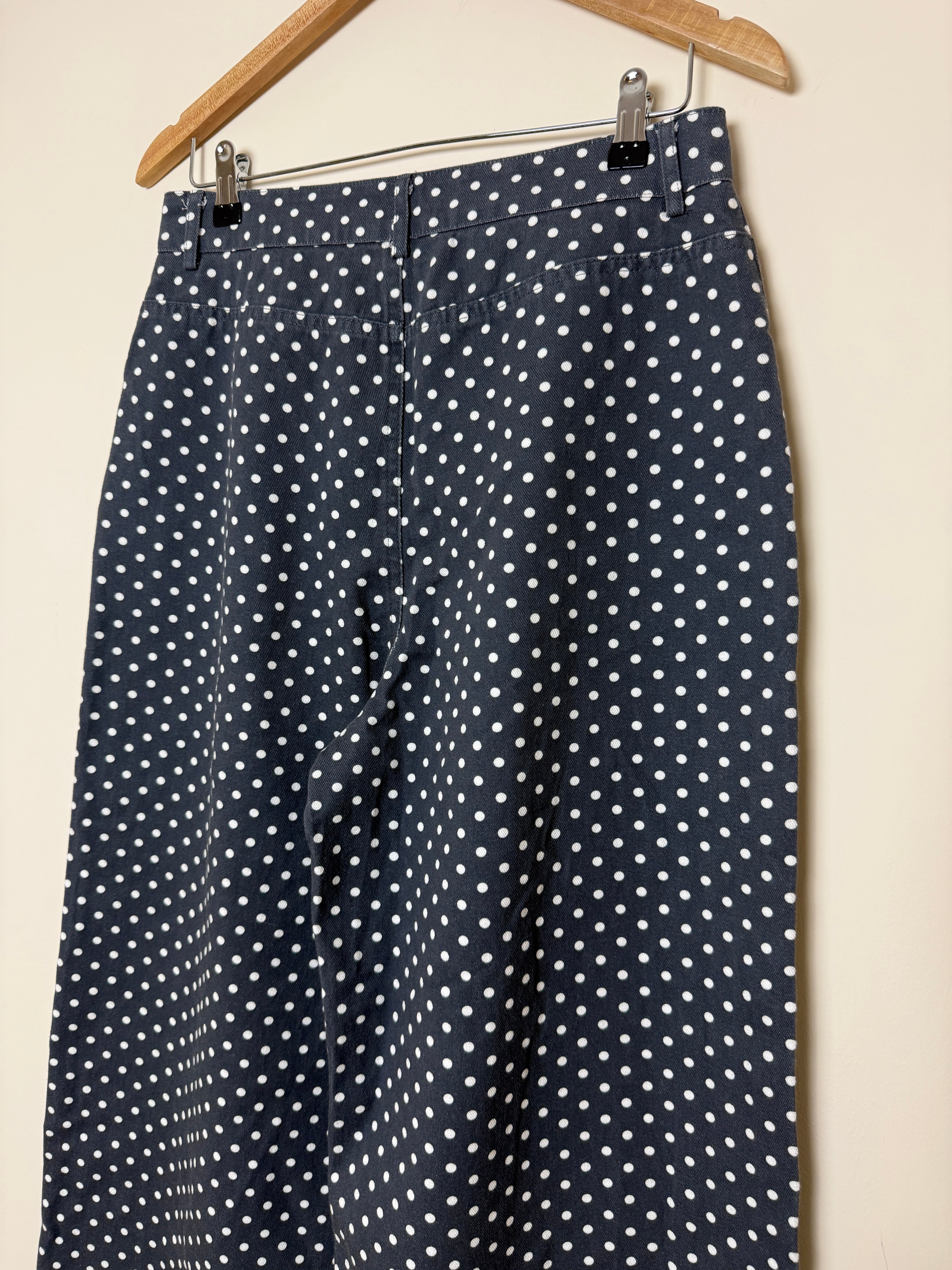 Friful Palazzo Trousers Grey White Polka Dot Wide Leg High Waist UK12 BNWT