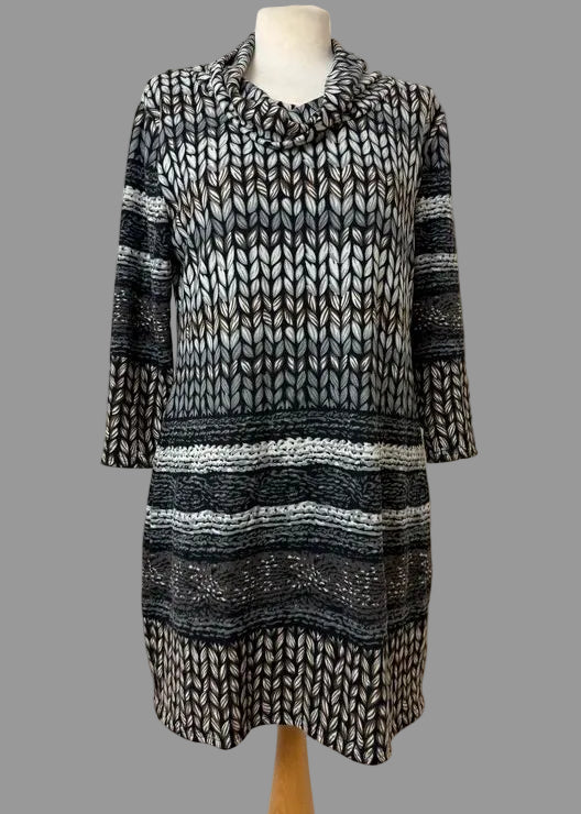 Izabel London Colour Block Dress Brown Beige Geometric Print UK 14 BNWT