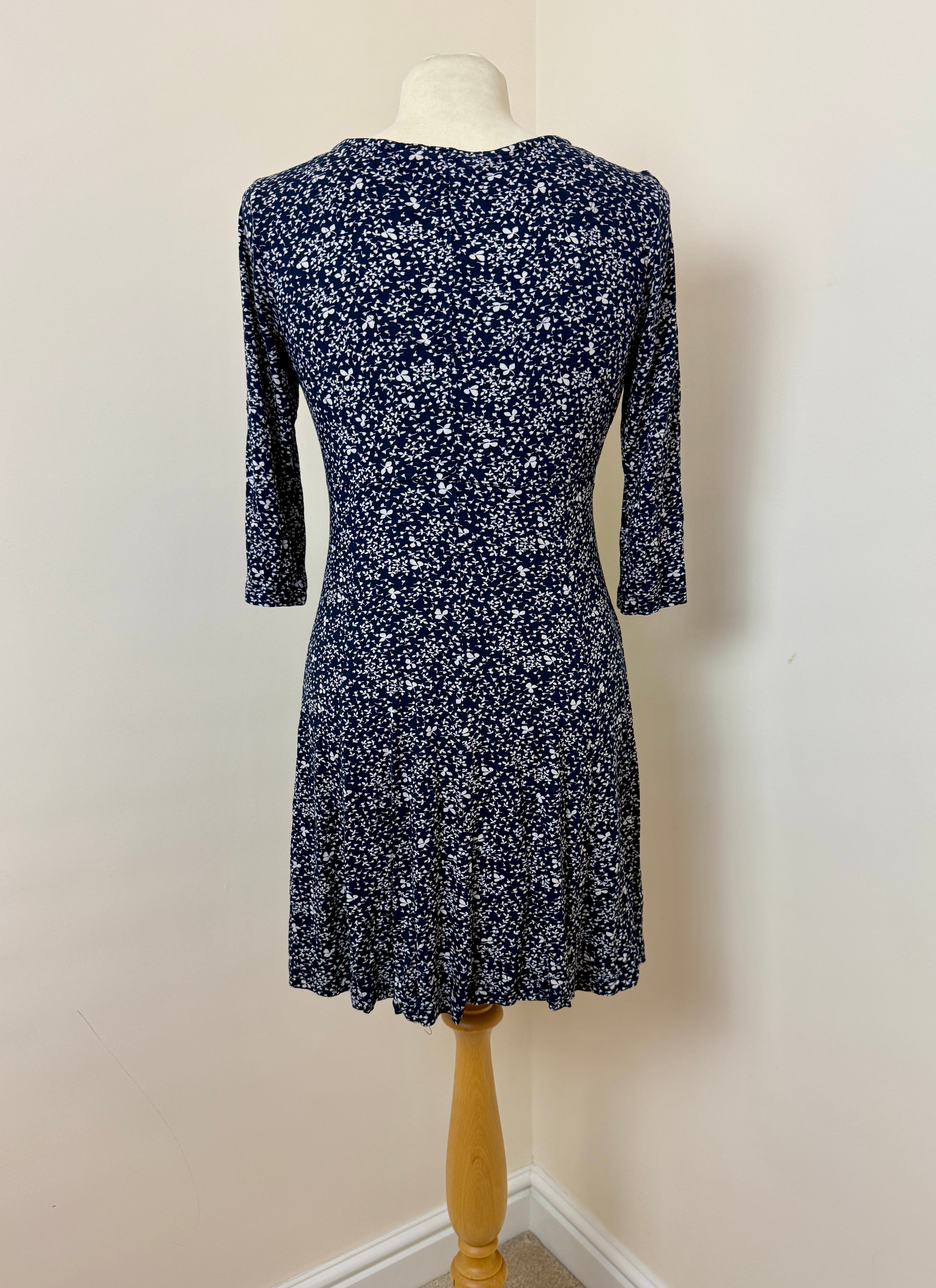 Fat Face Black White Floral Skater Dress UK12