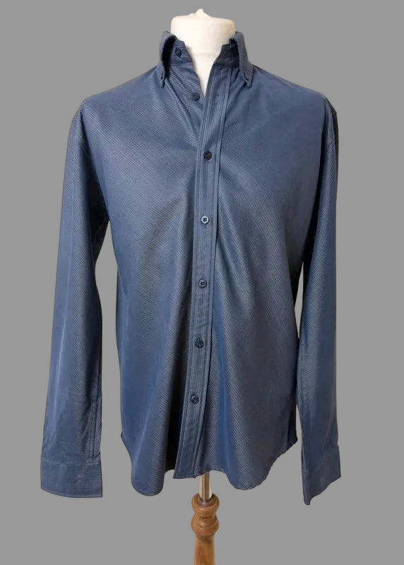 Red Herring Men’s Slim Fit Shirt Medium – Dark Blue Sheen Smart Casual Workwear