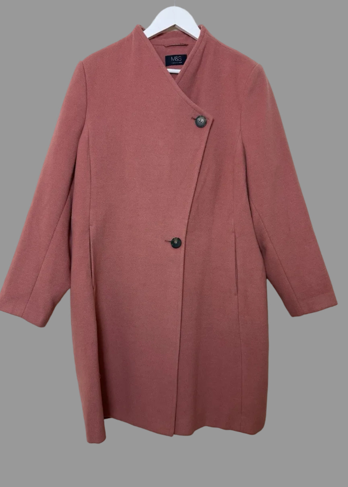 M&S Terracotta Peach Blush Mid Length Lined Coat - UK22