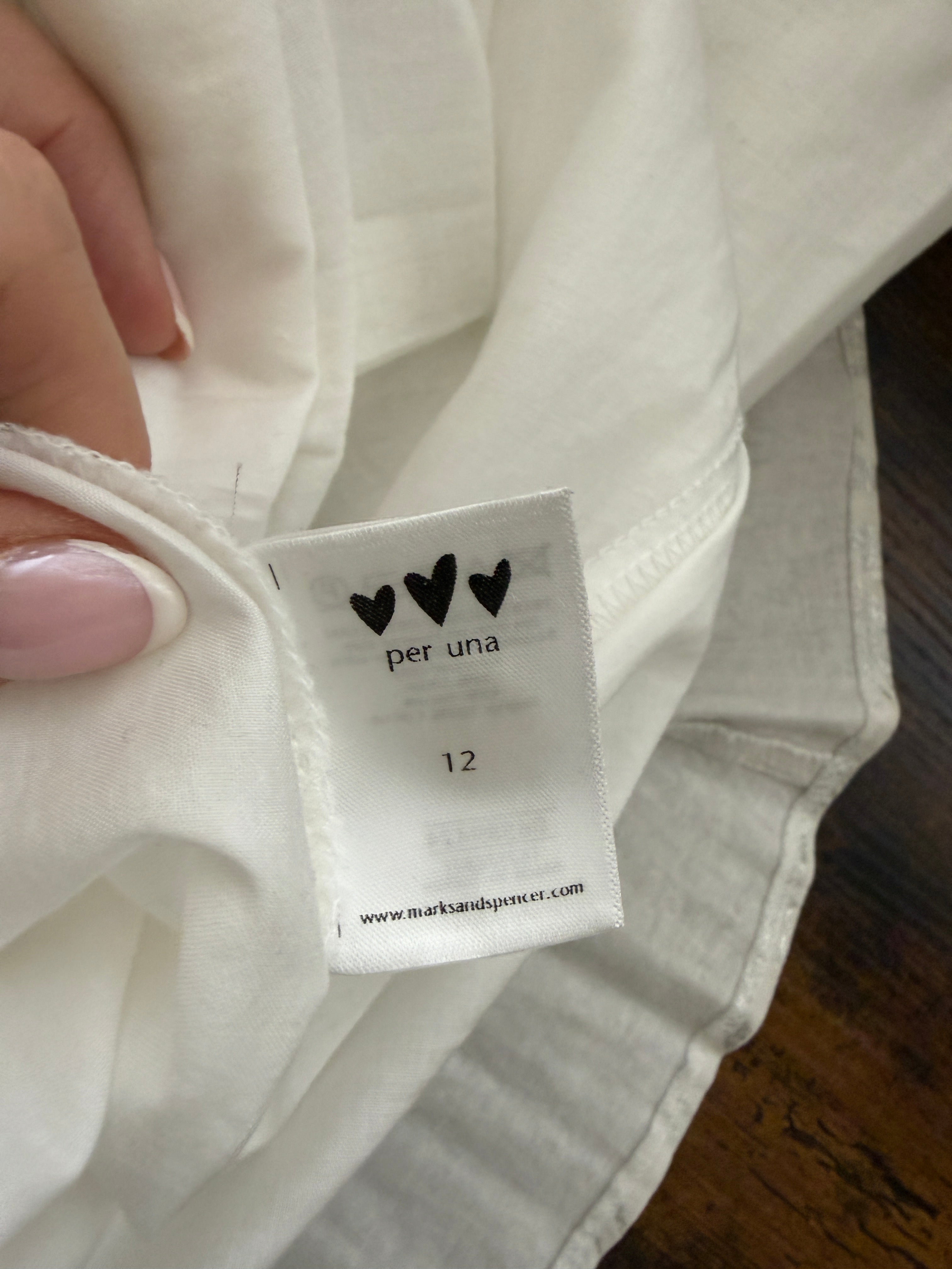 Per Una Linen Blend Tiered Silver White Full & Flared Occasion Skirt - UK12