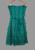 Coast Silk Lace Dress Jade Green Strapless Guipure Cocktail UK14