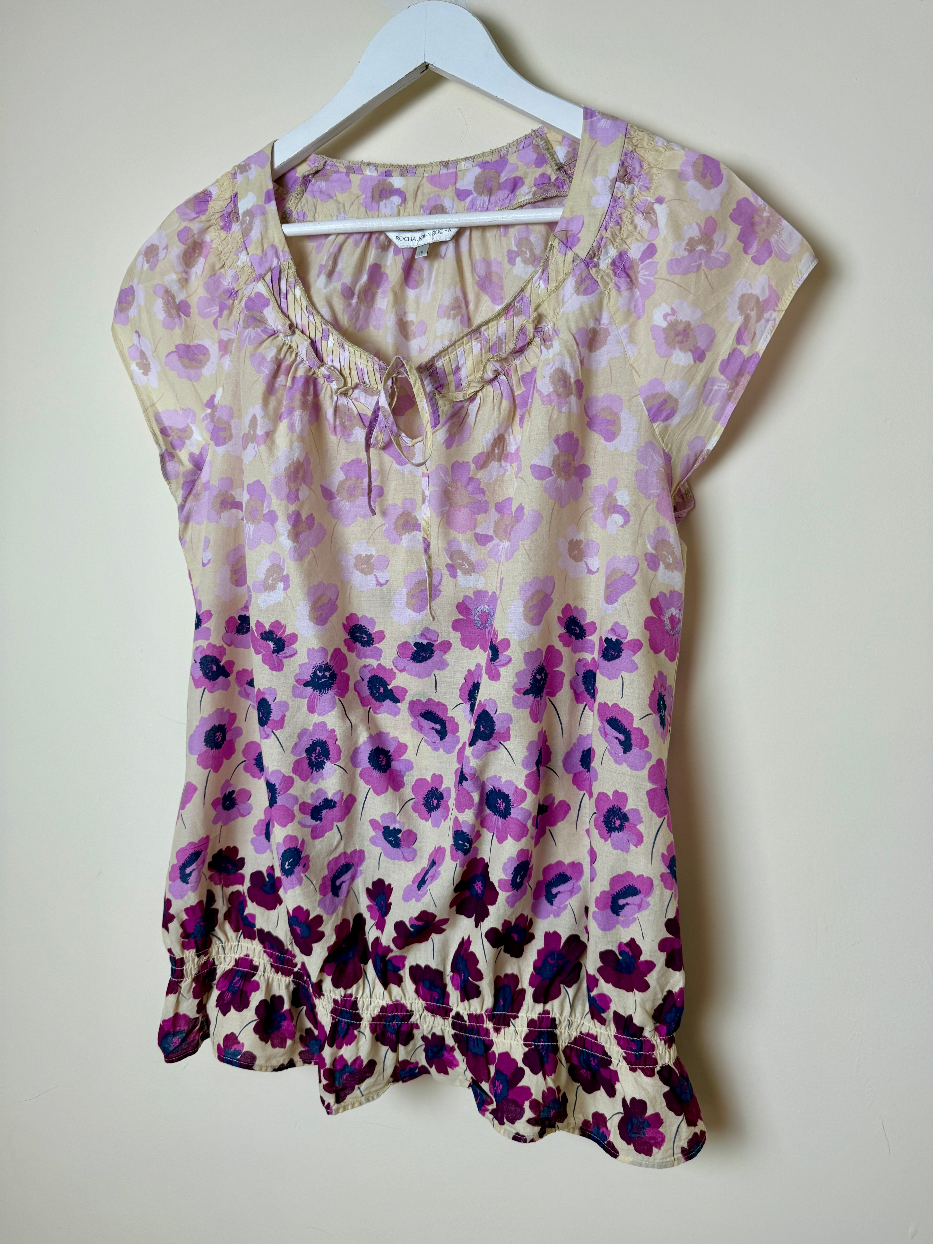Rocha John Rocha Floral Cotton Blouse UK 16