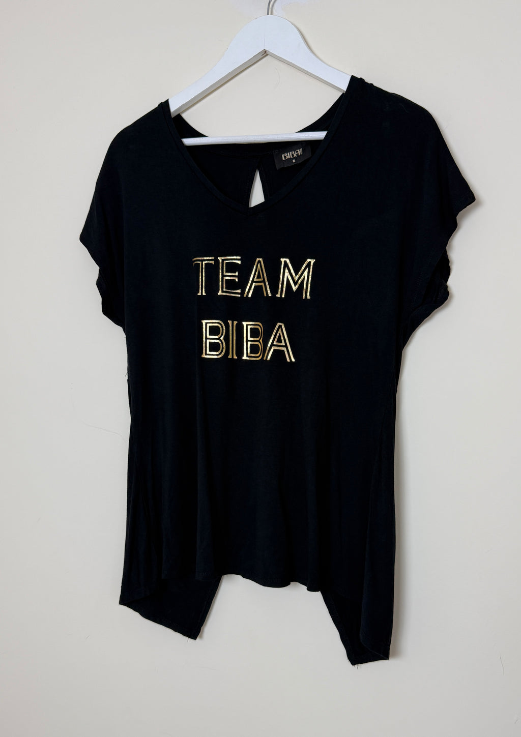 Shopify  Biba Black Gold Logo T Shirt Size 12